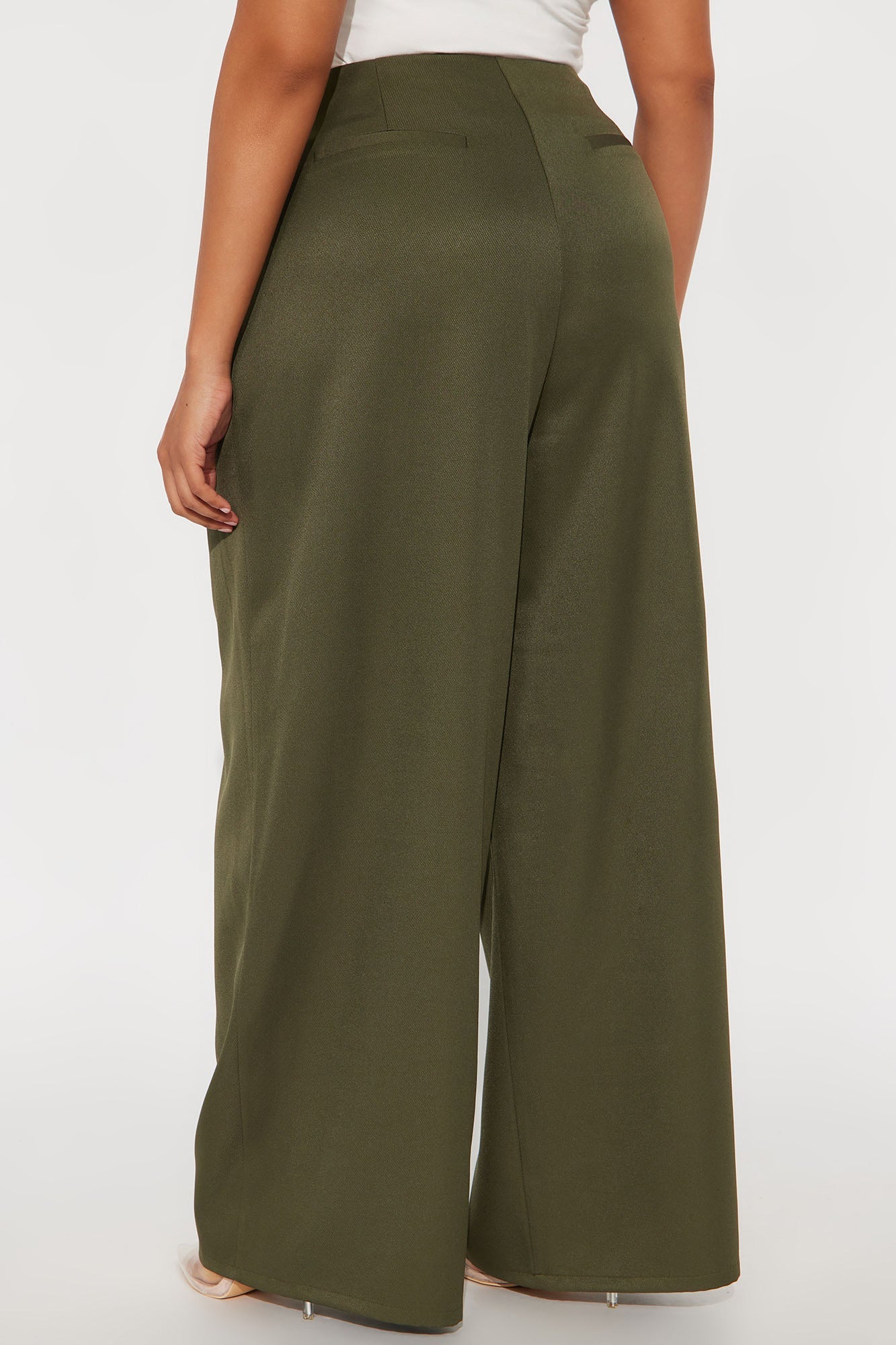 Level You Up Wide Leg Twill Pant 32″ - Olive