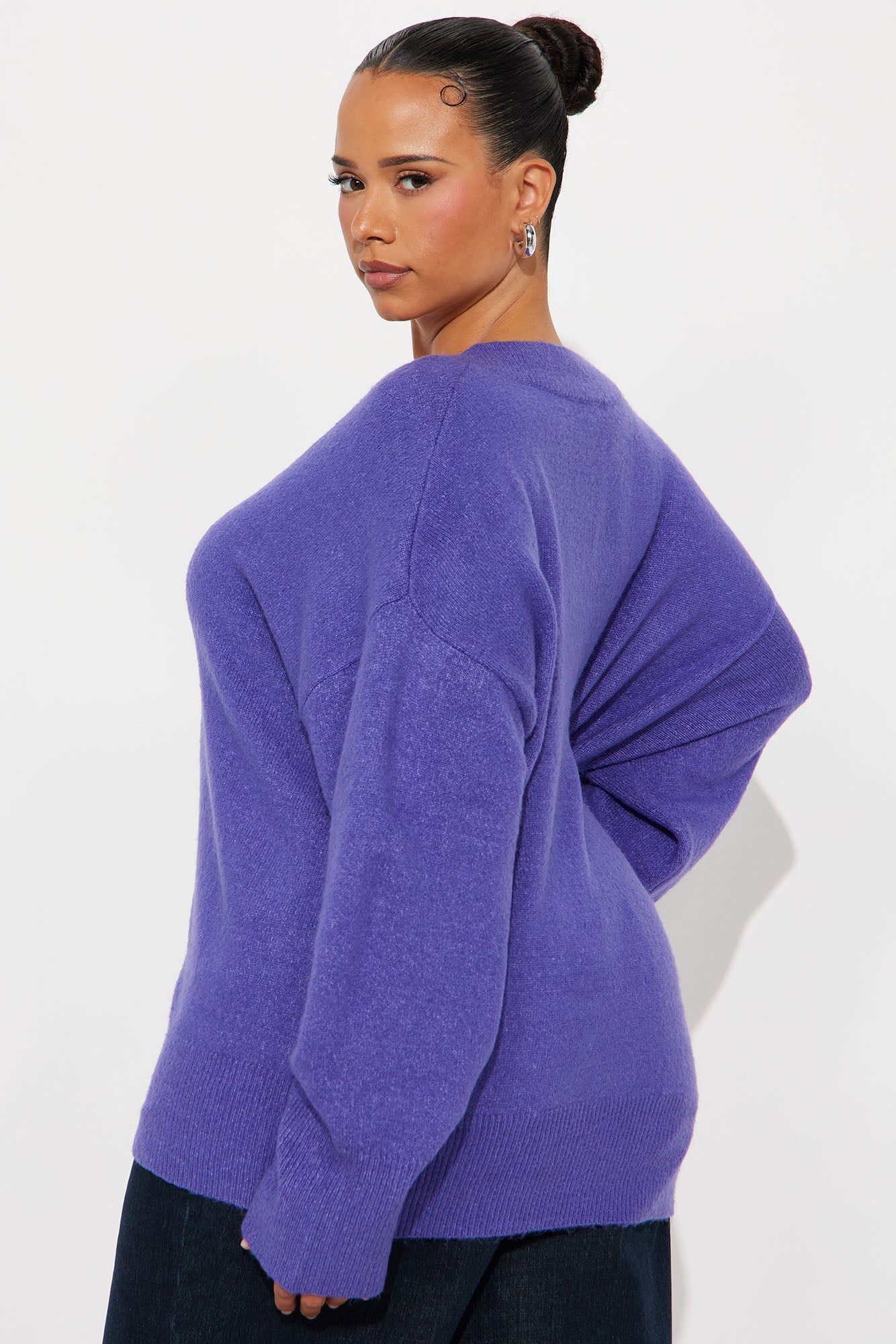 Serene V Neck Sweater - Purple