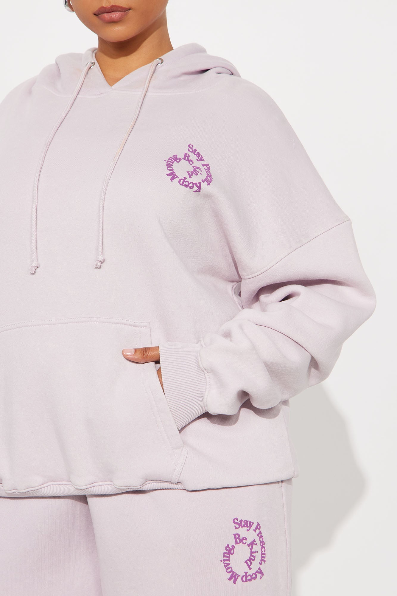 Positive Vibes Fleece Jogger Set - Lilac
