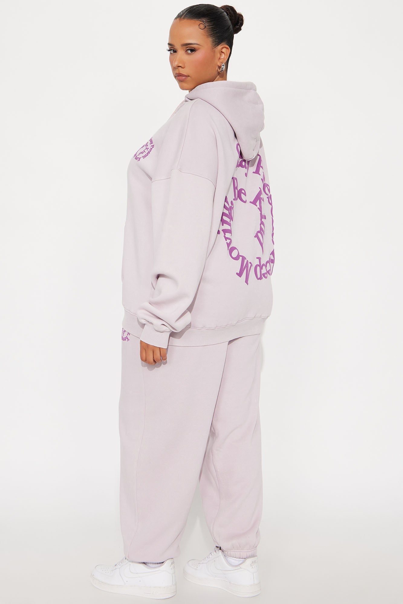 Positive Vibes Fleece Jogger Set - Lilac