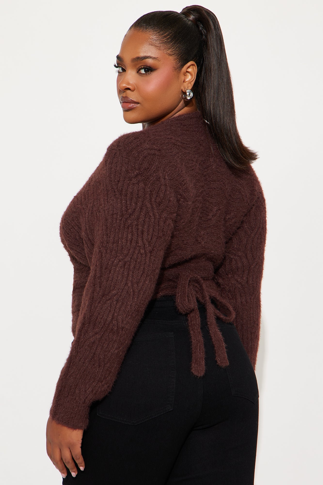 Snuggle Approved Tie Waist Cardigan - Brown
