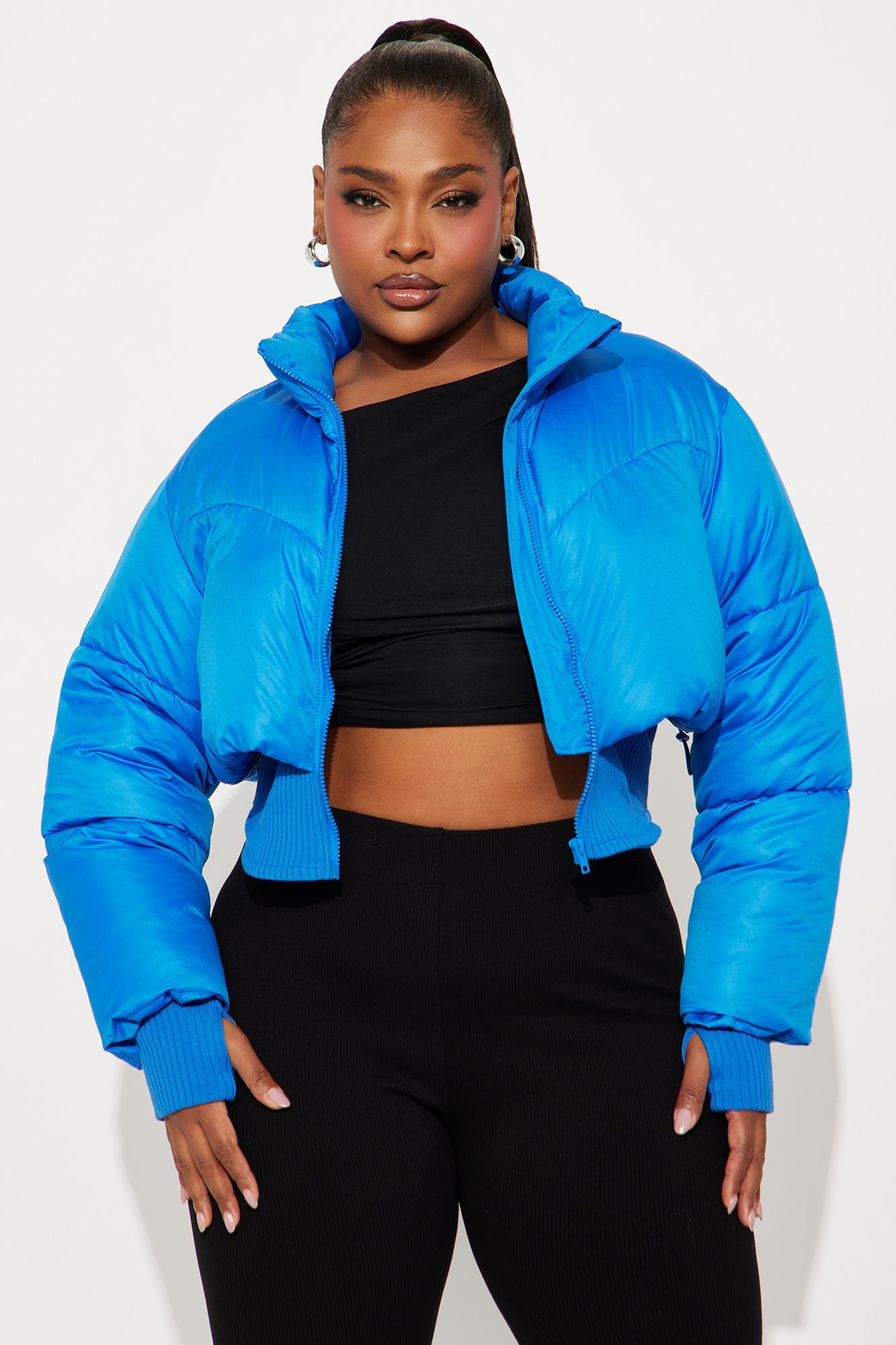Rowan Cropped Puffer Jacket - CobaltBlue