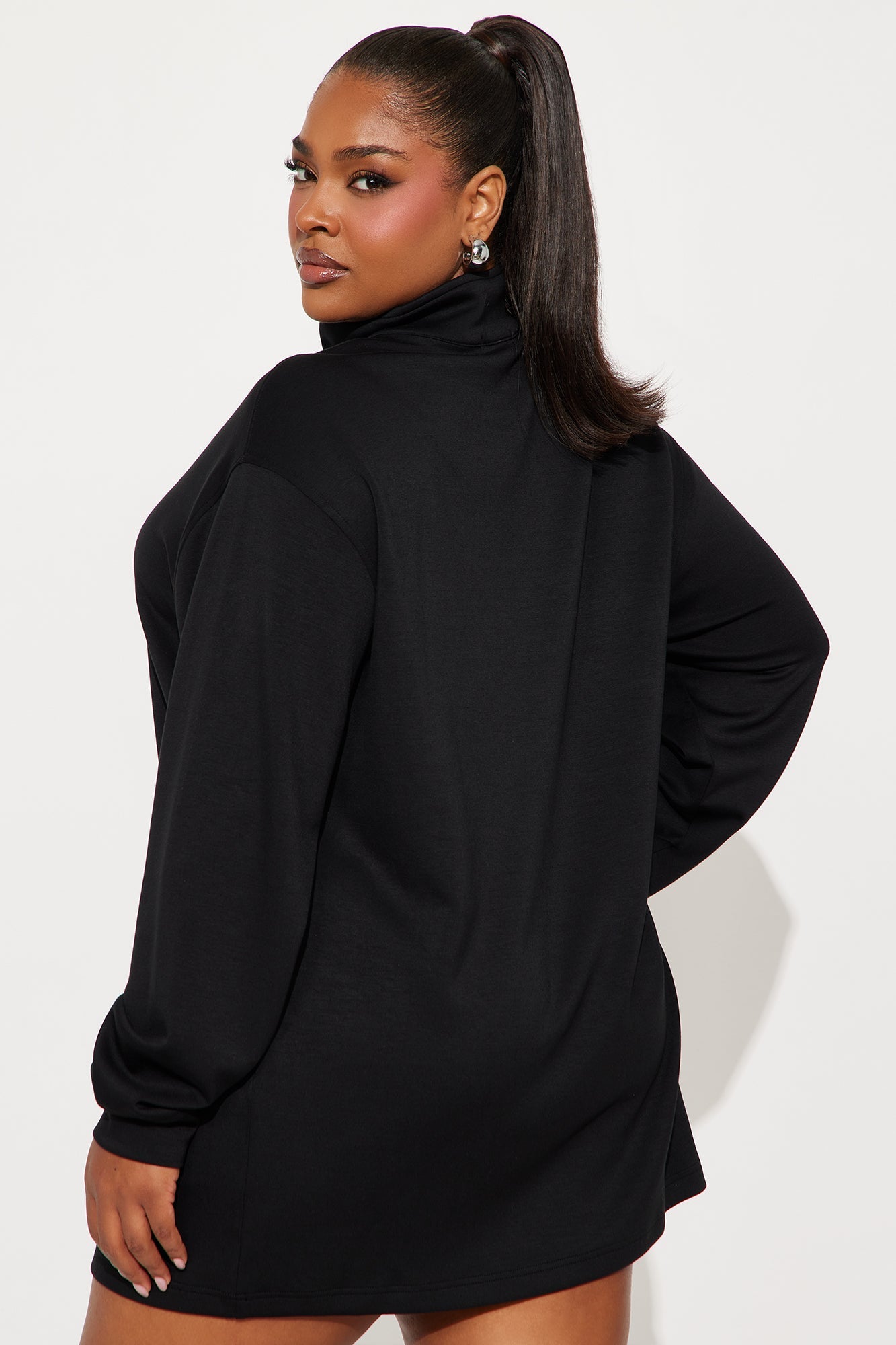 Flow With Me Sweater Mini Dress - Black