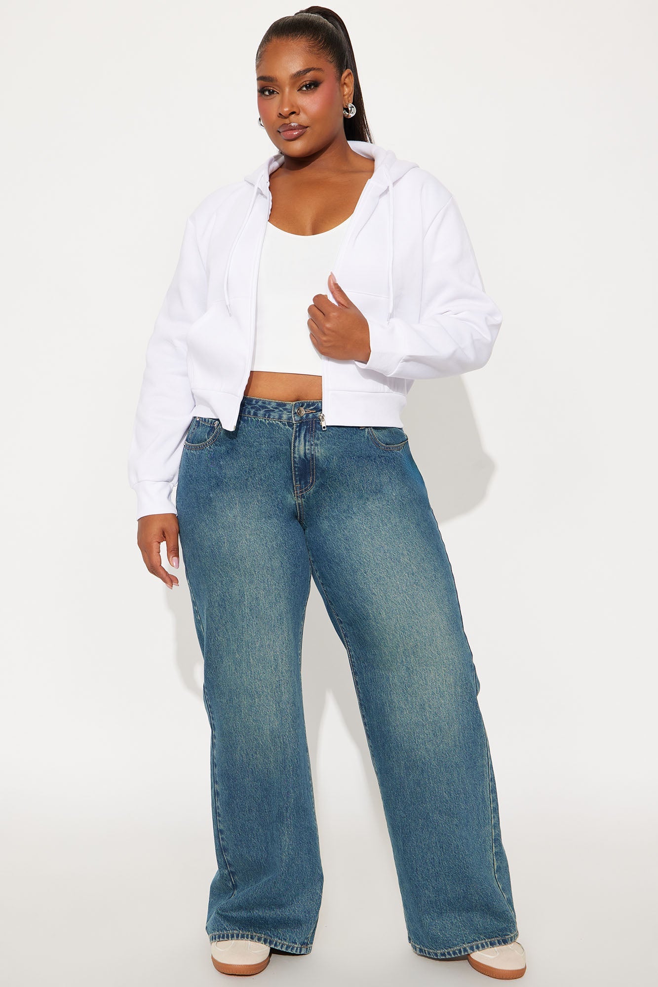 Kinsley Cropped Hoodie - White