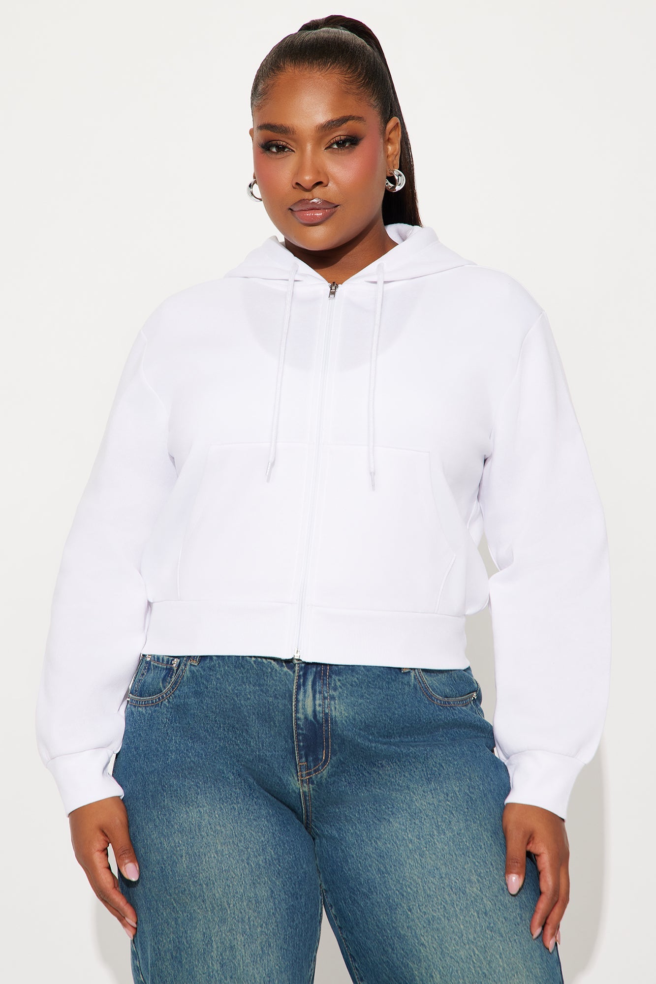 Kinsley Cropped Hoodie - White