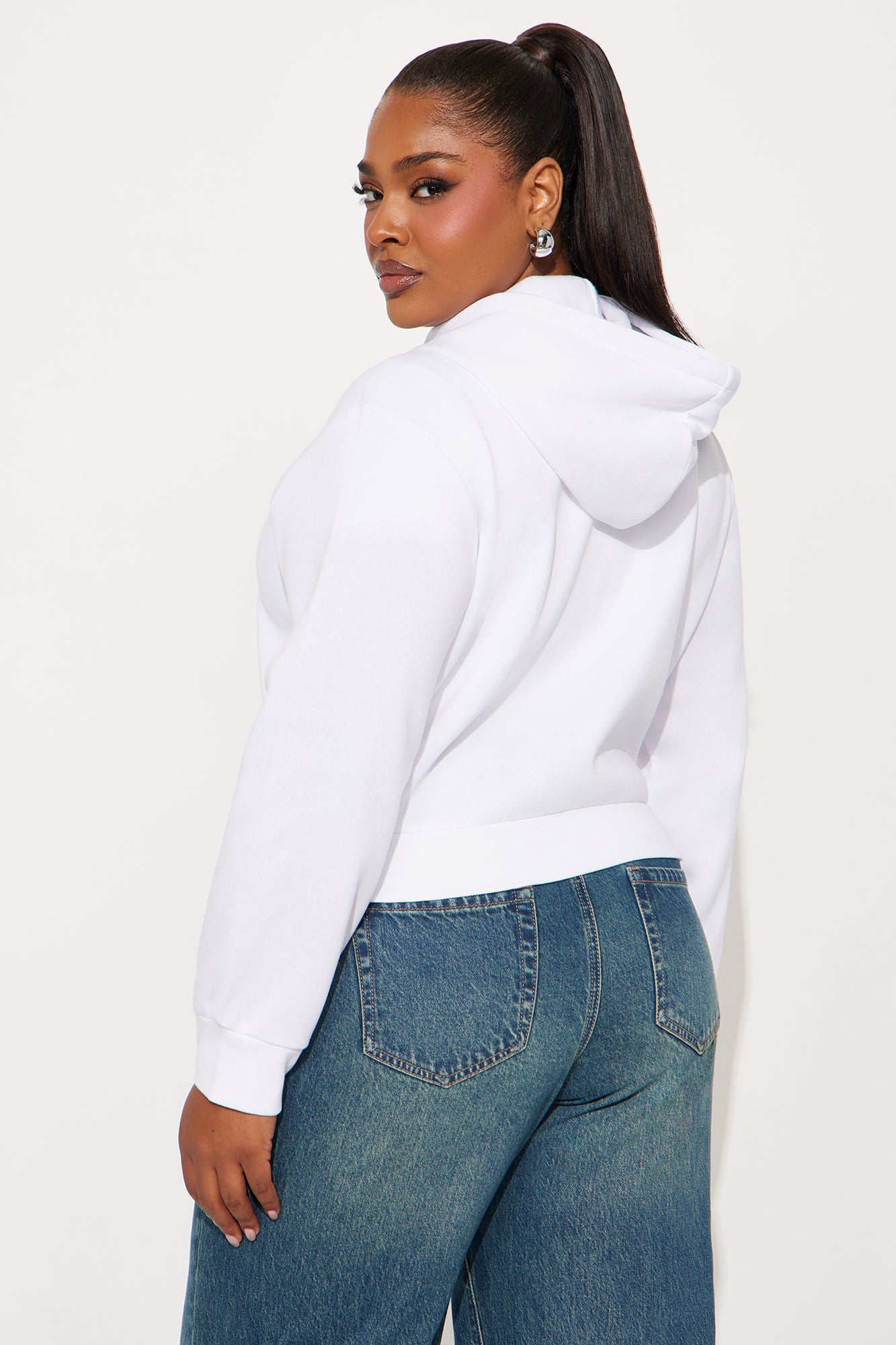 Kinsley Cropped Hoodie - White