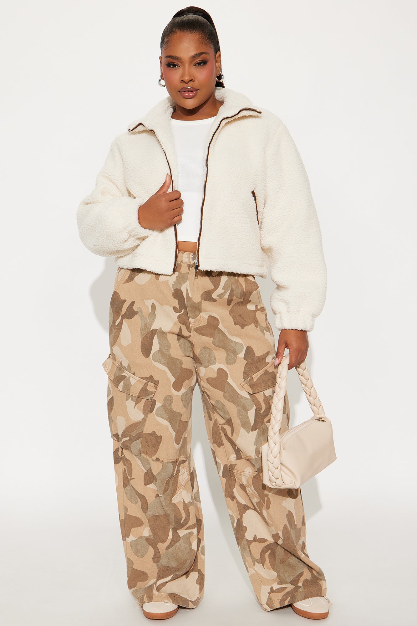 Cozy Cove Faux Sherpa Coat - Cream/combo