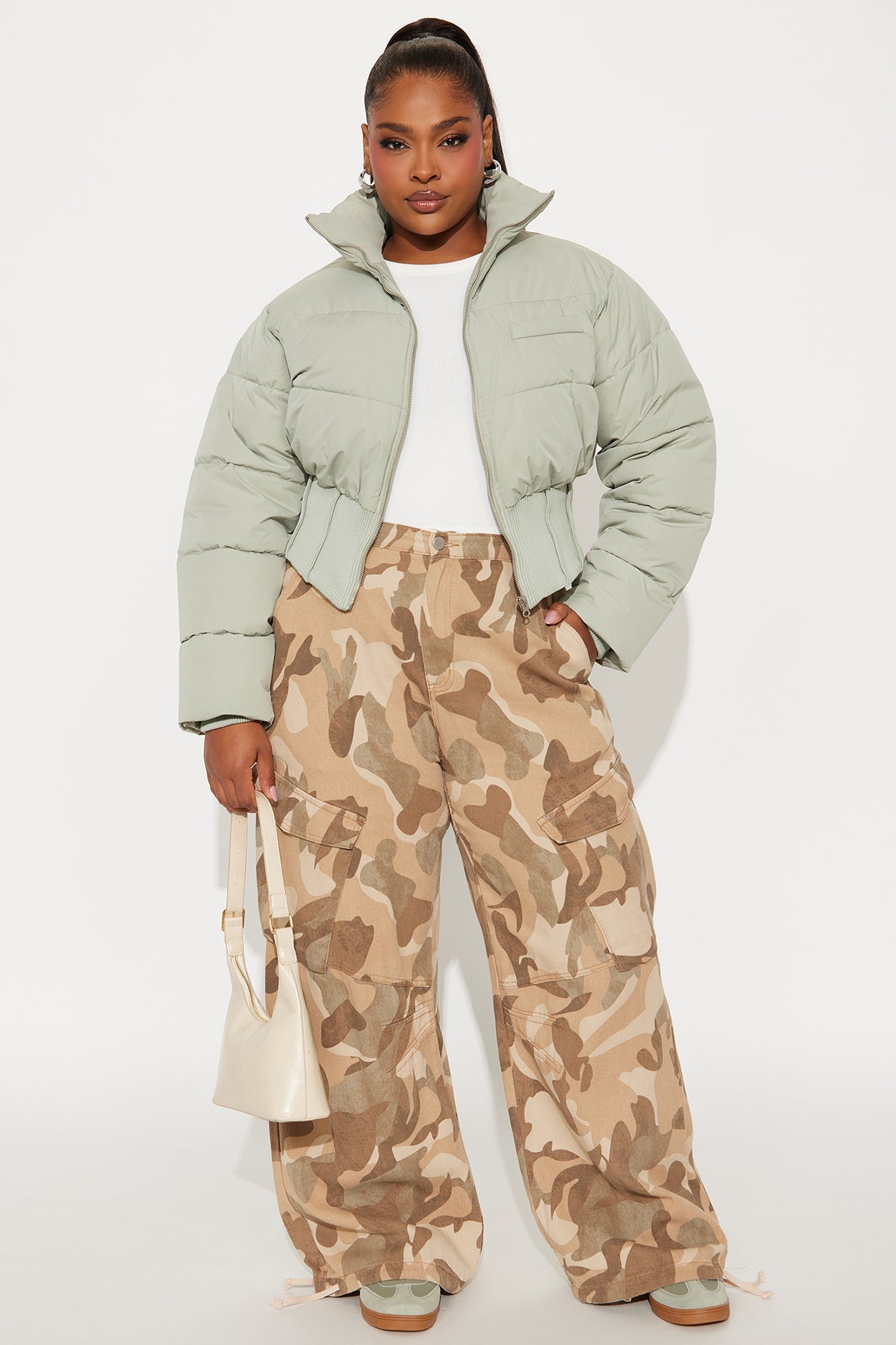 Cold Serve Corset Puffer Jacket - Olive