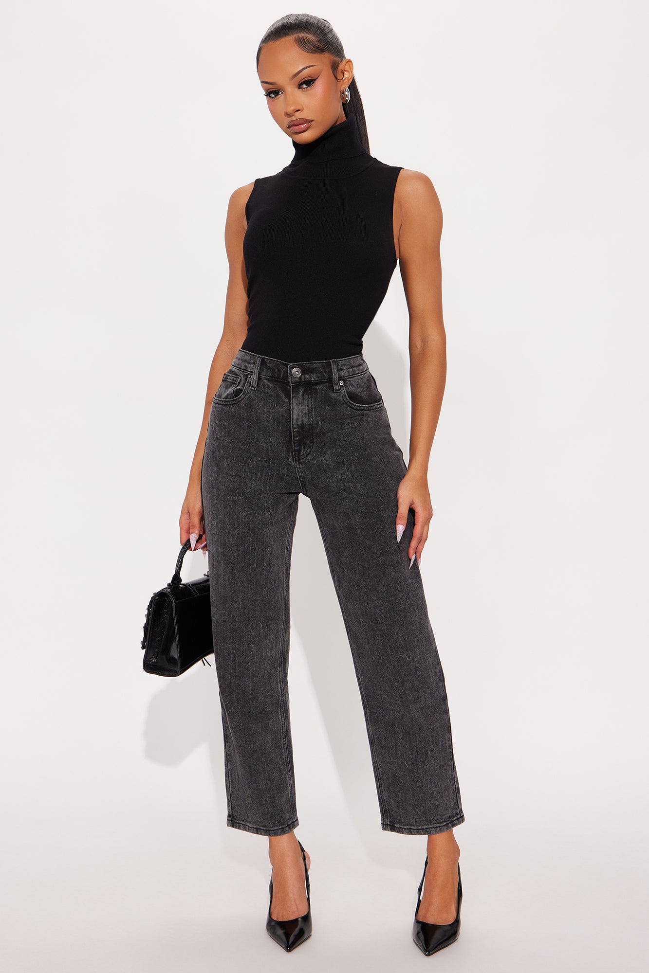 Classic Ankle Straight Leg Jeans - Black Wash