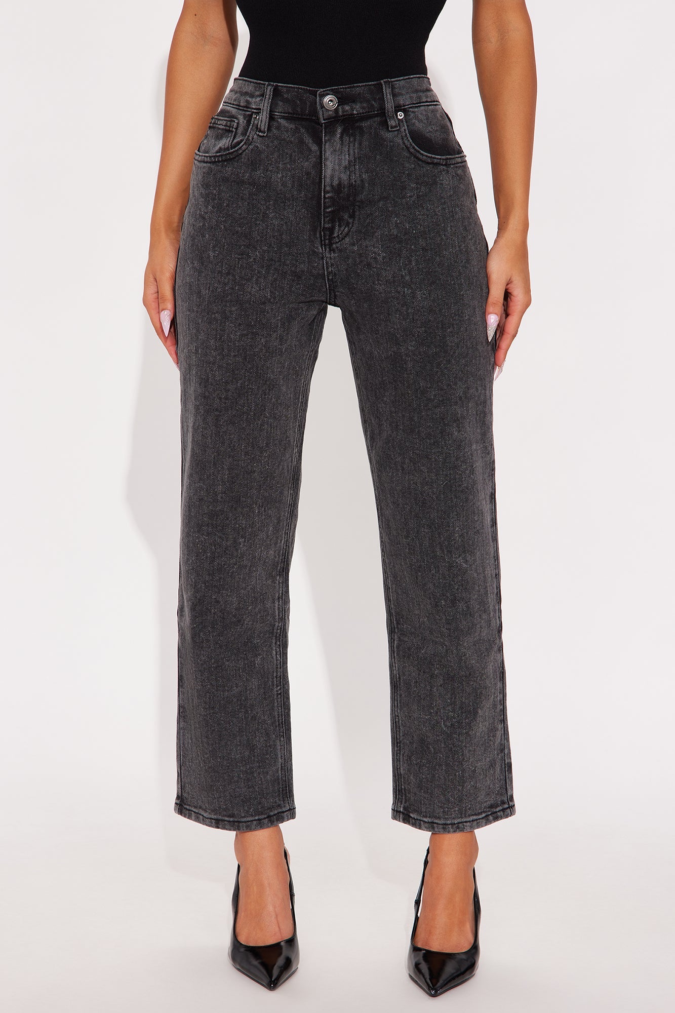 Classic Ankle Straight Leg Jeans - Black Wash