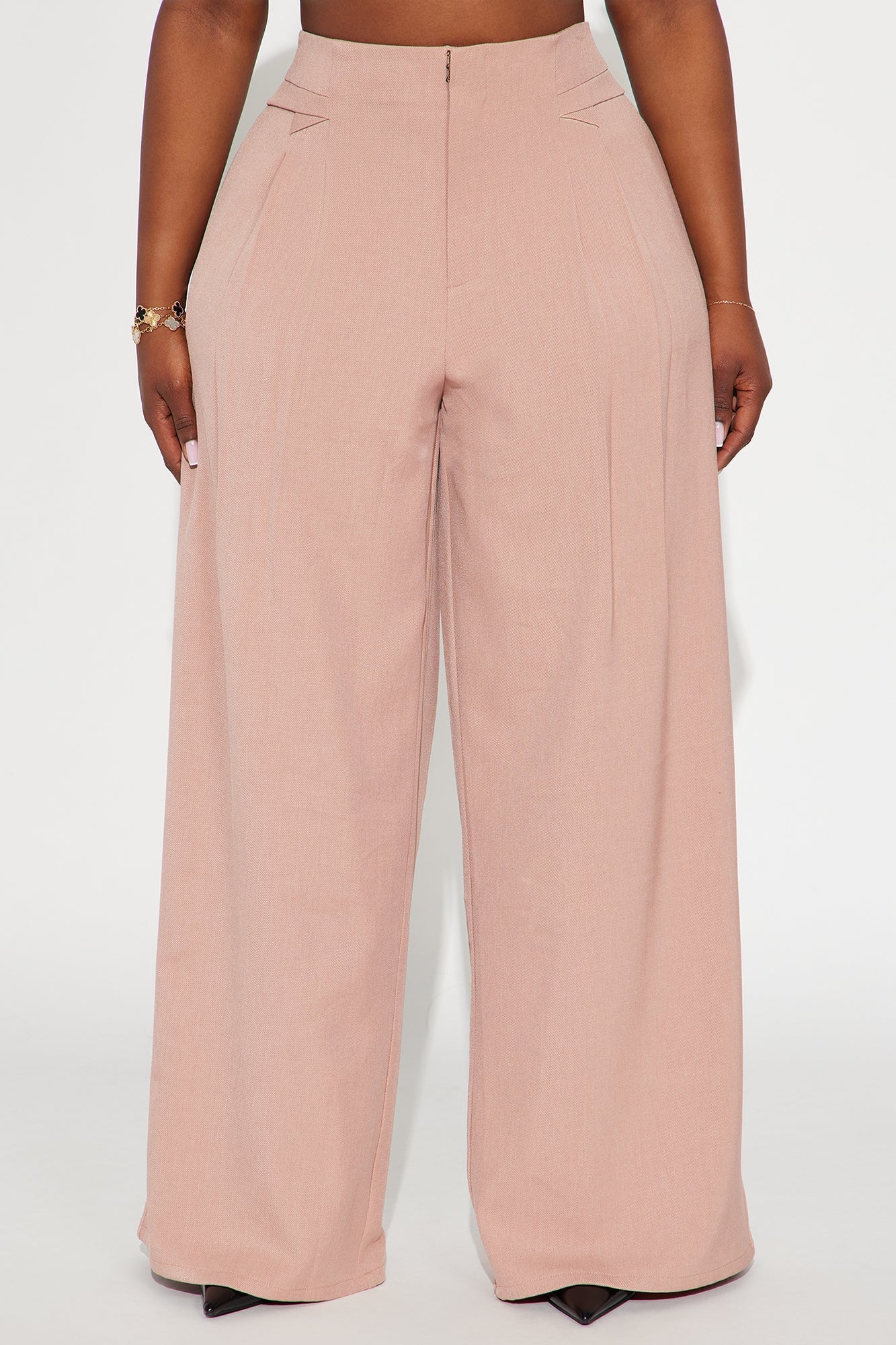 Level You Up Wide Leg Twill Pant 32″ - Mauve