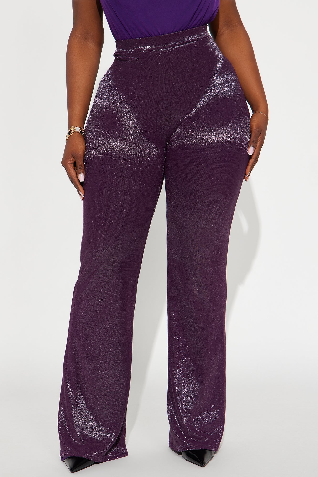 Star Of The Night Shimmer Flare Pant 33″ - Plum