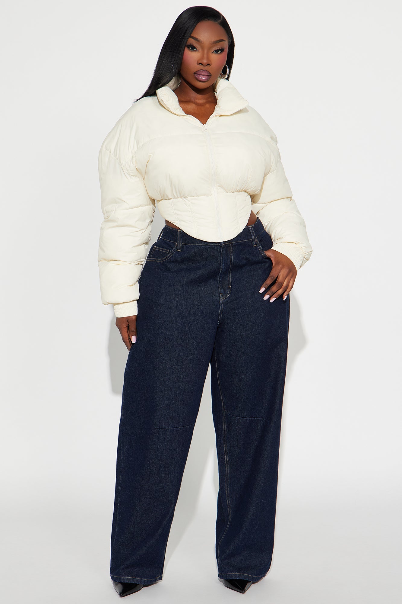 Janet Corset Puffer Jacket - Cream