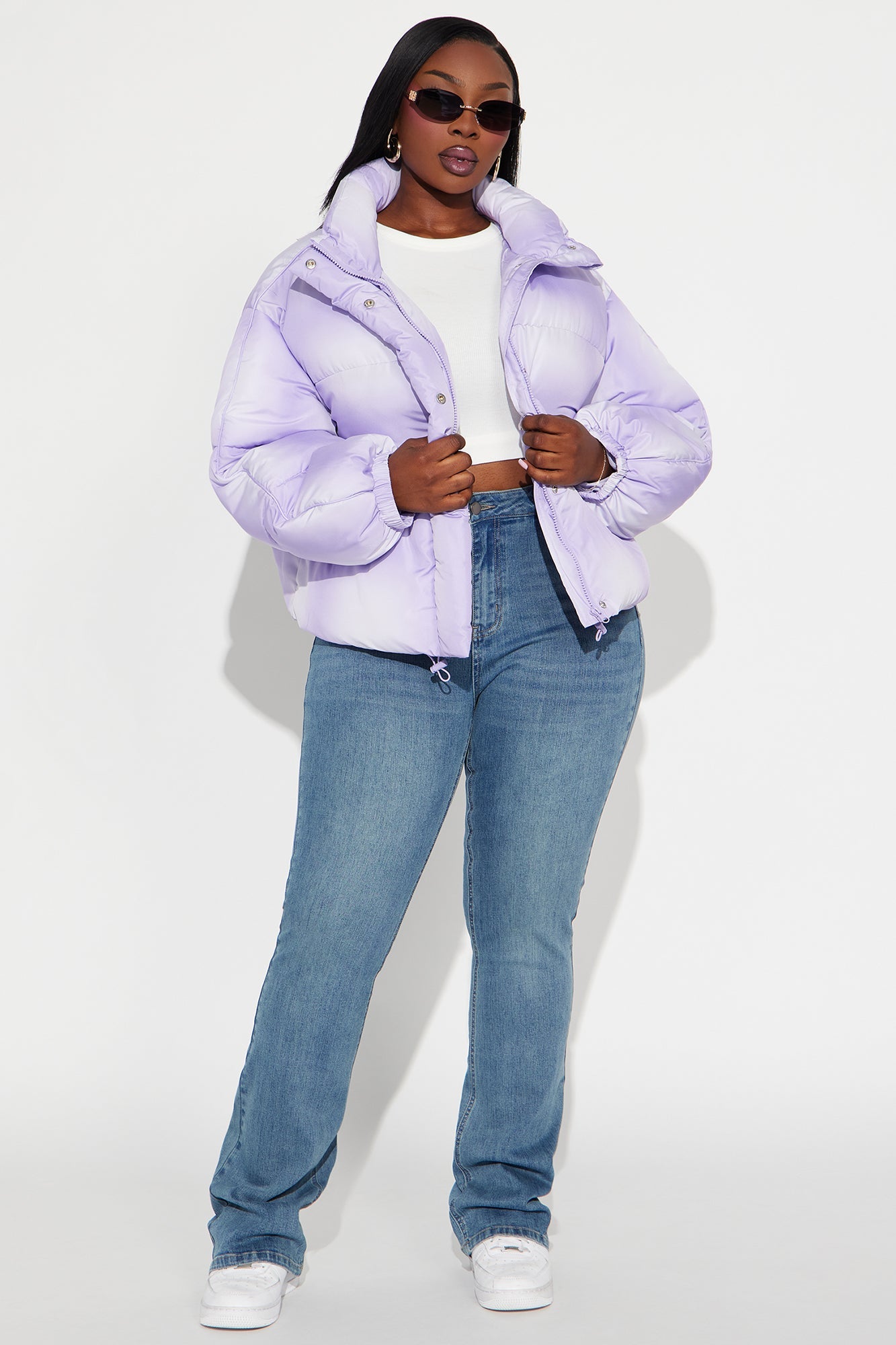 Zoe Ombre Cropped Puffer Jacket - Lavender