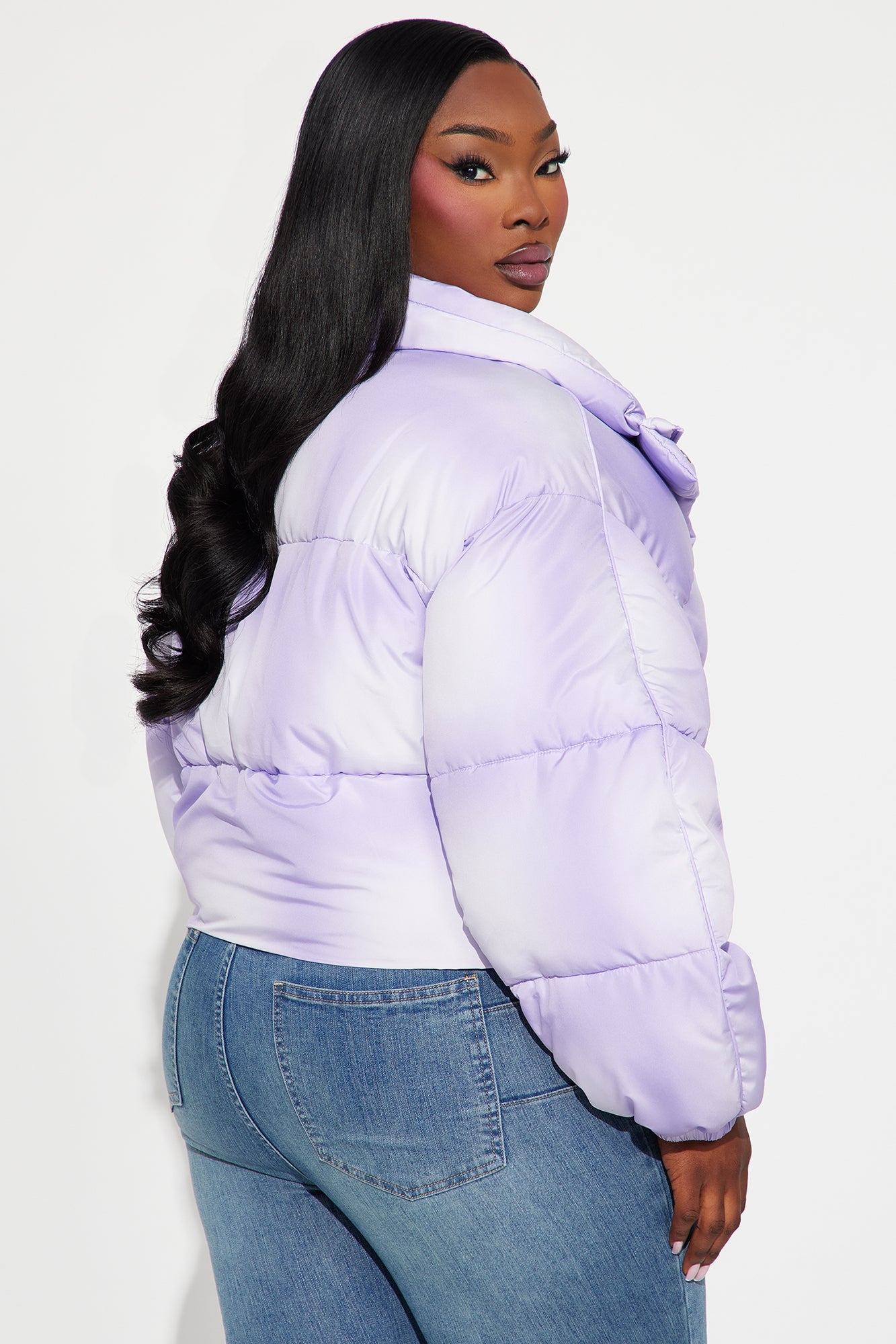 Zoe Ombre Cropped Puffer Jacket - Lavender