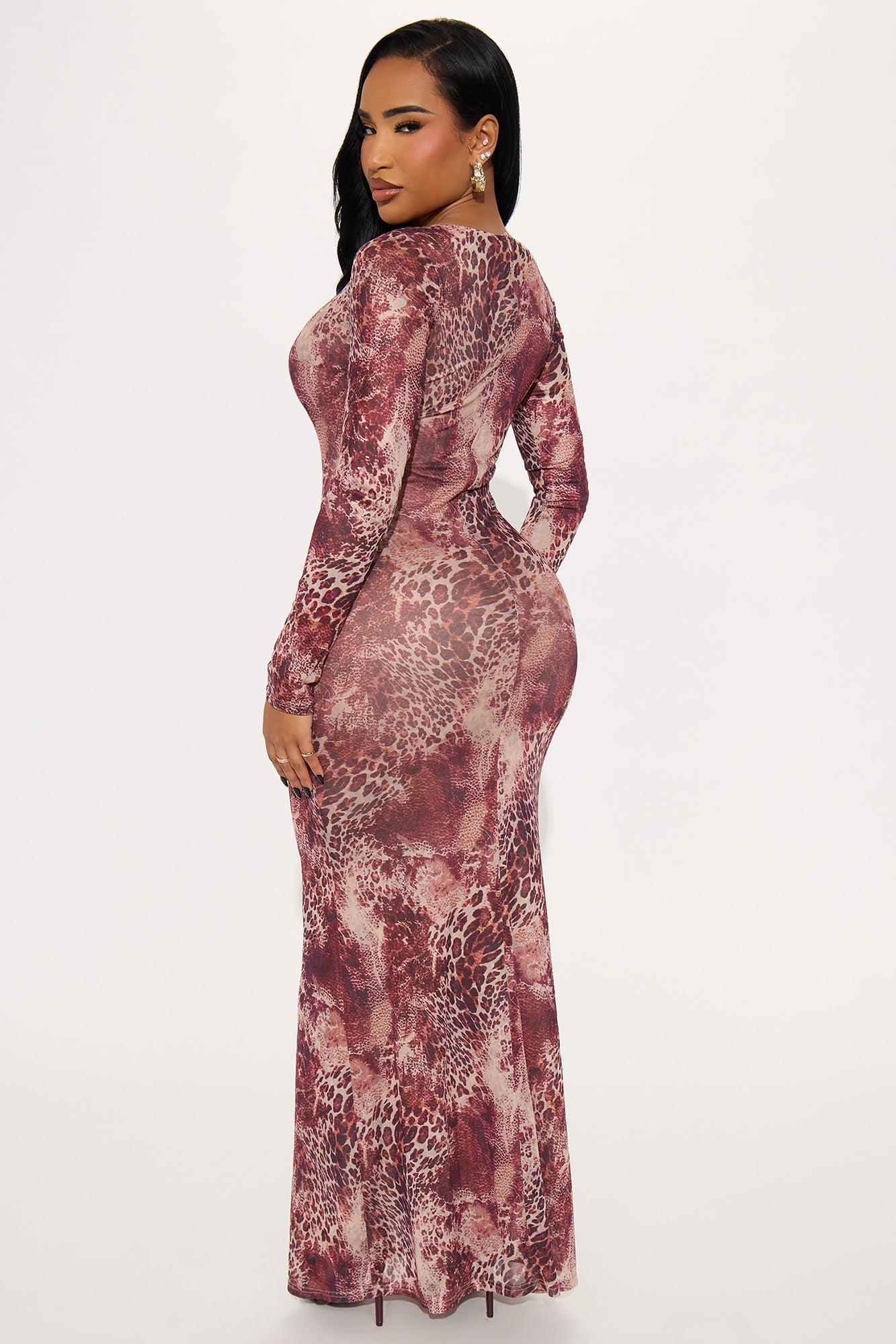 You Know Me Mesh Maxi Dress - Brown/combo