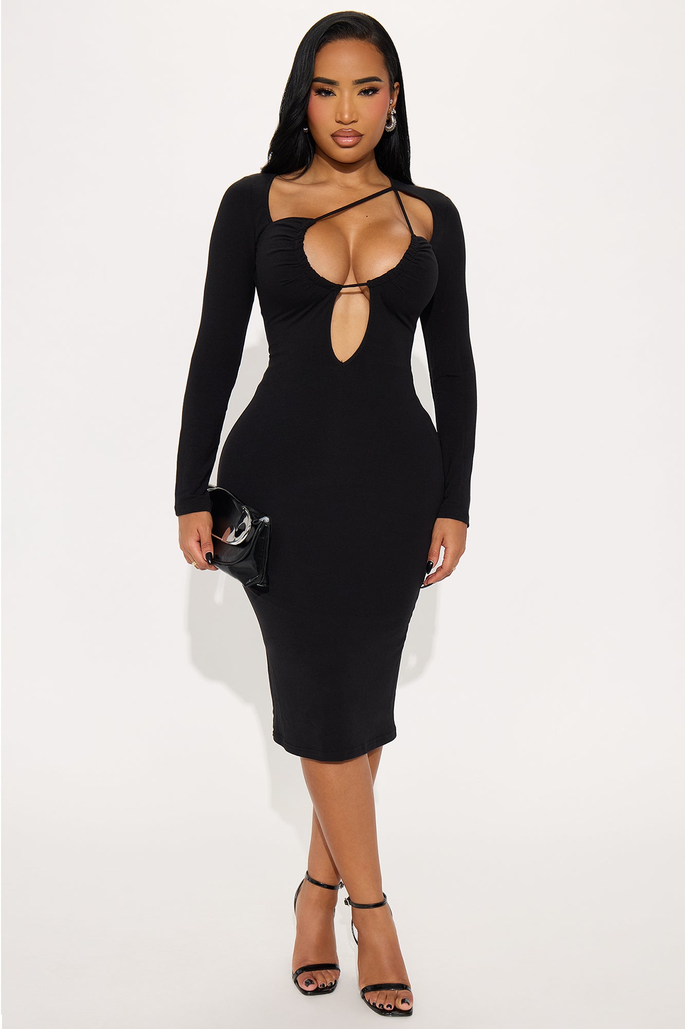 Cecilia Cut Out Midi Dress - Black