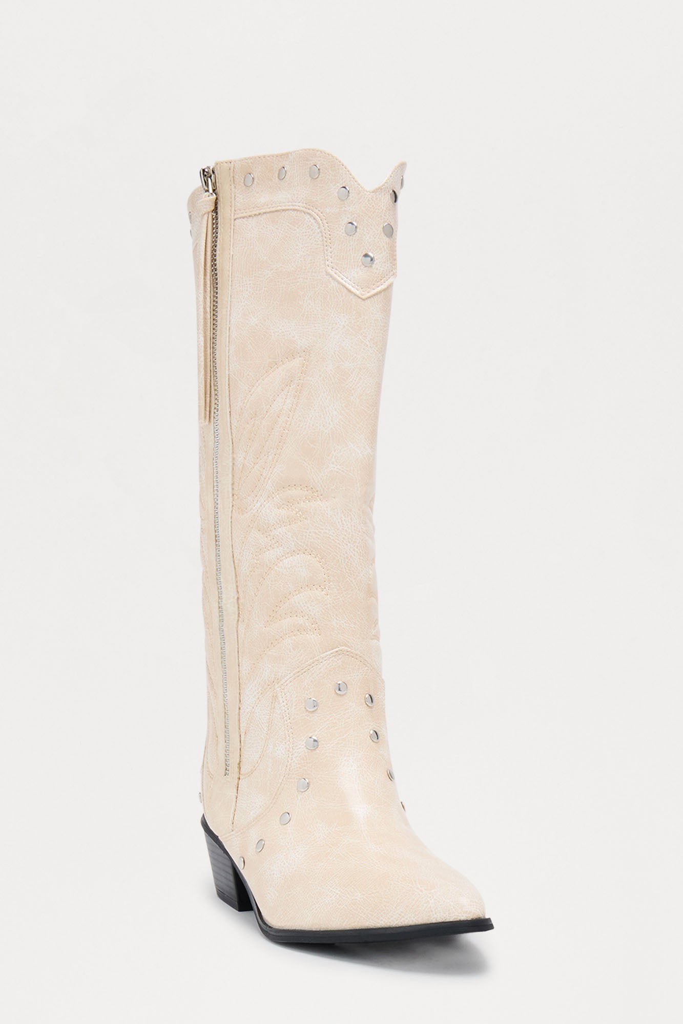 Parton Studded Cowboy Boots - Beige