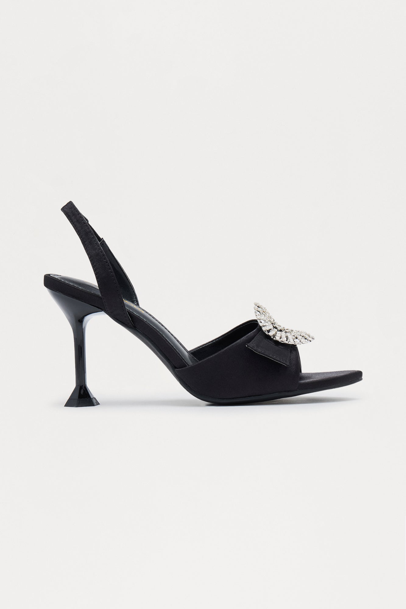 Zay Rhinestone Slingback Heels - Black