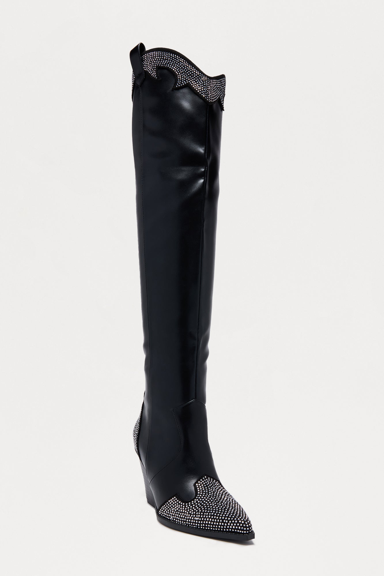 Joe Rhinestone Cowboy Boots - Black