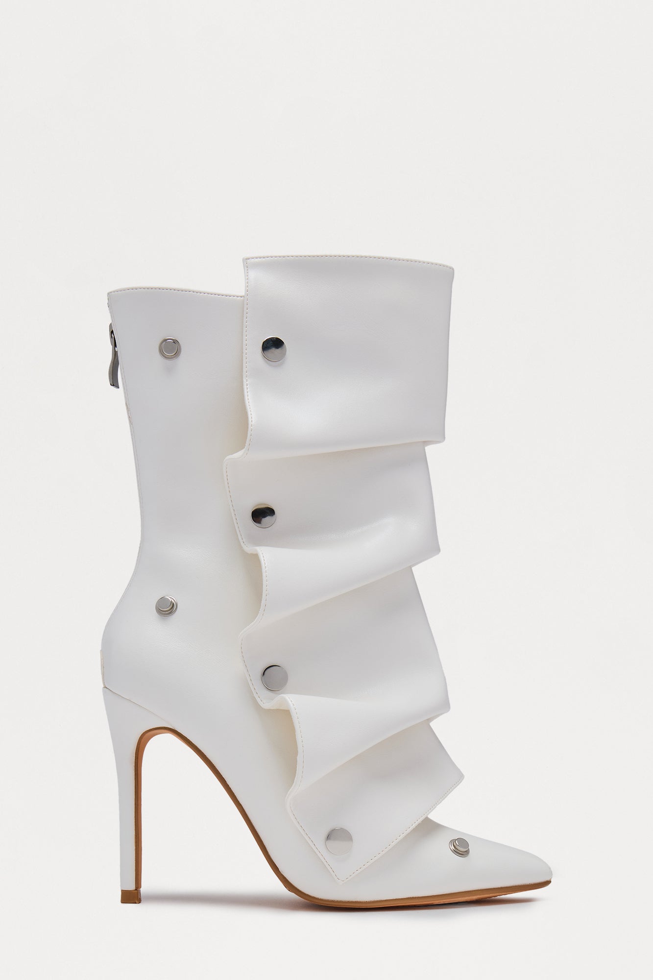 Amata Studded Stiletto Boots - White