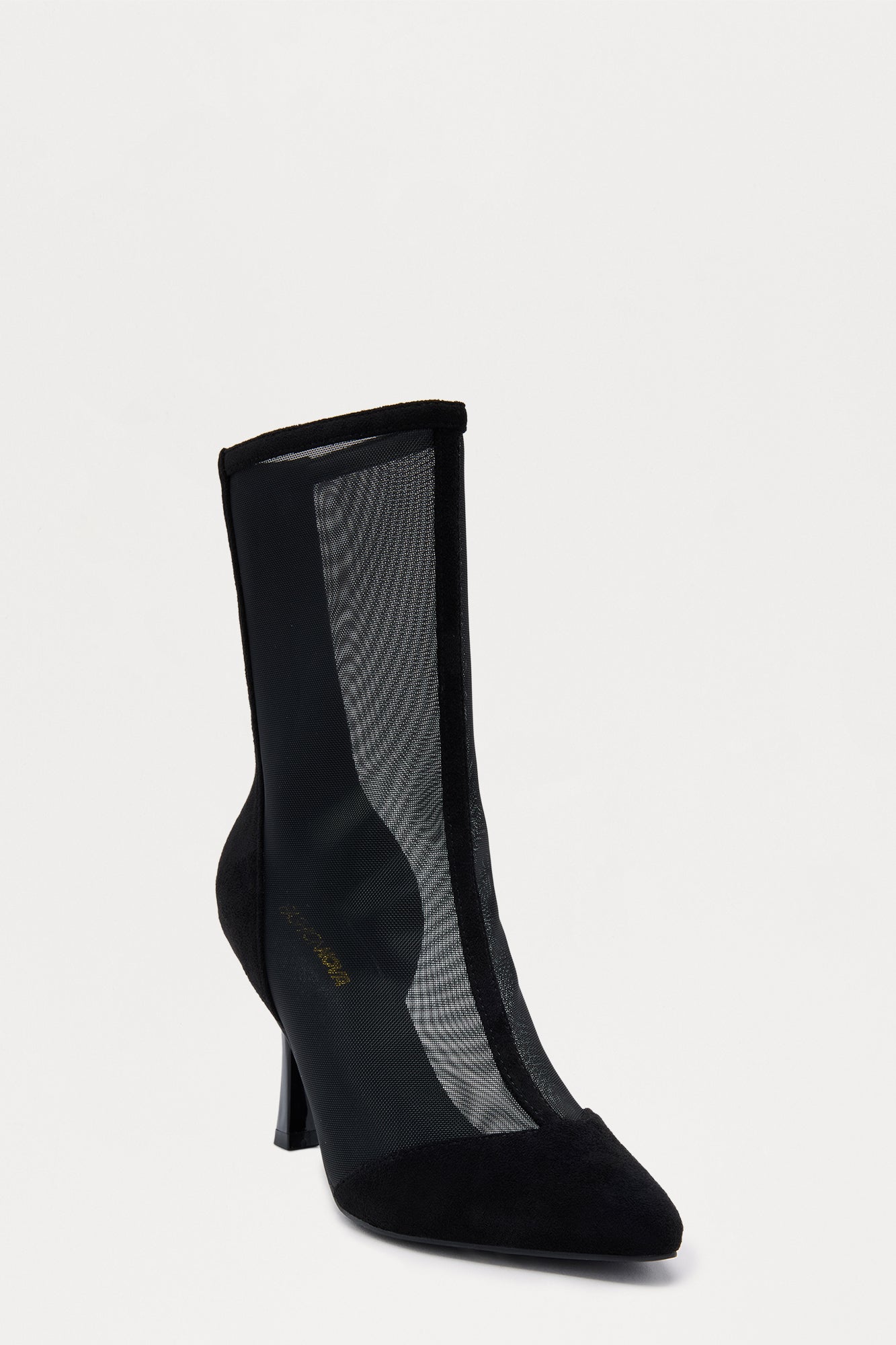 Marabou Mesh Stiletto Booties - Black