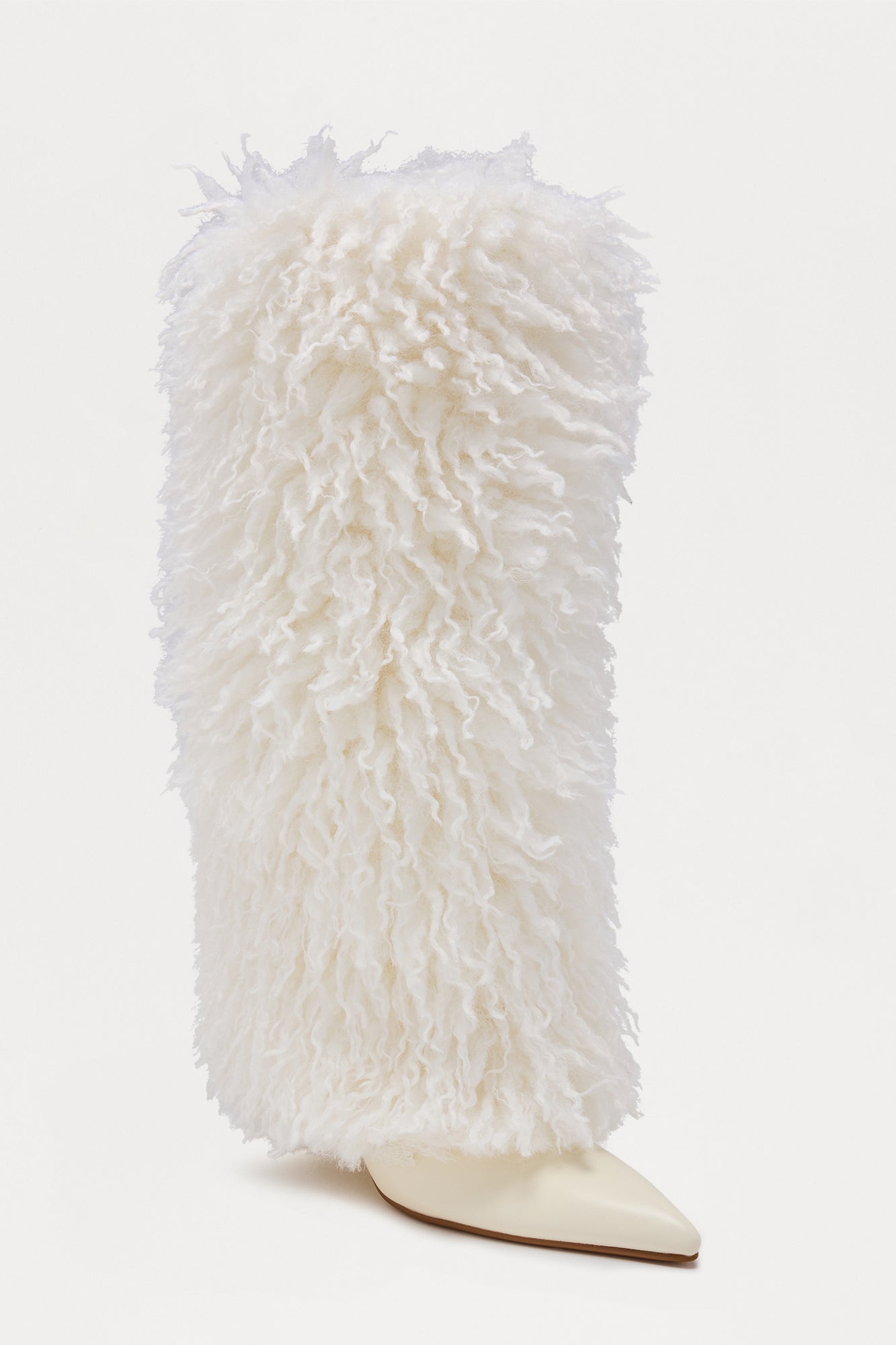 Ames Faux Fur Overlay Boots - Off White