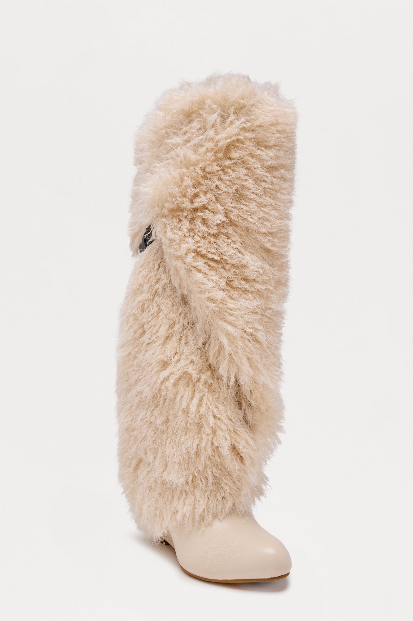 Mio Faux Fur Overlay Boots - Beige