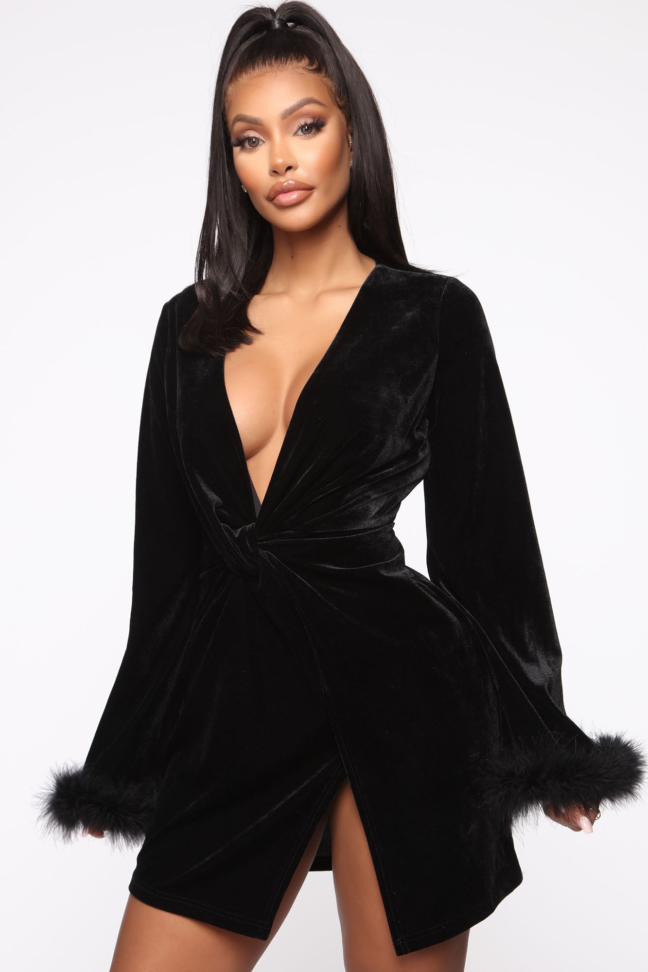 Tainted Love Velvet Mini Dress - Black