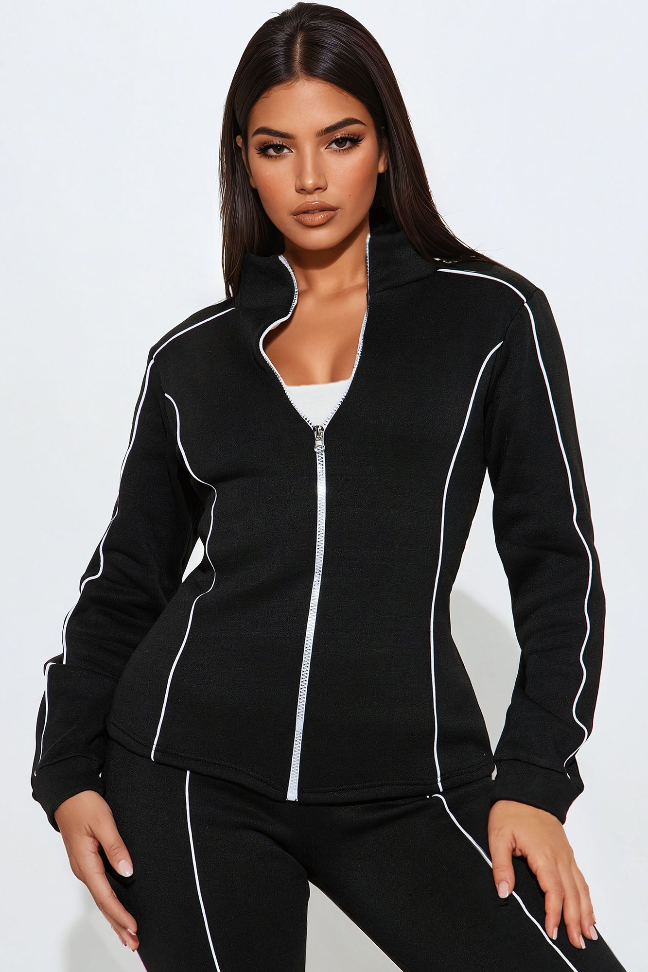 Kassidy Fleece Pant Set - Black/White