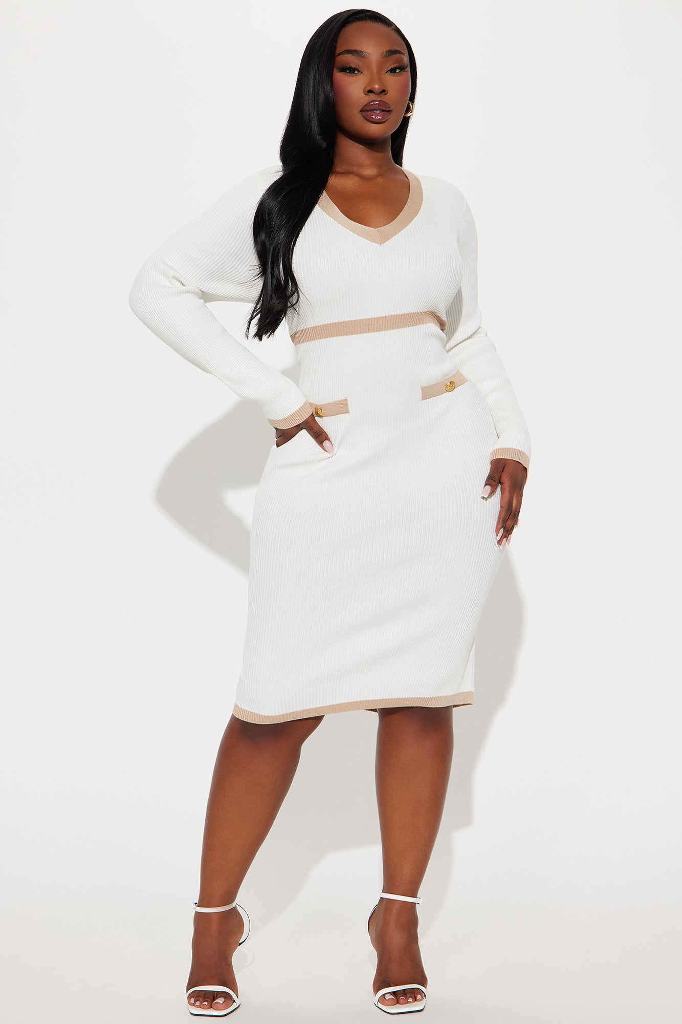 Mimi Sweater Midi Dress - White/combo