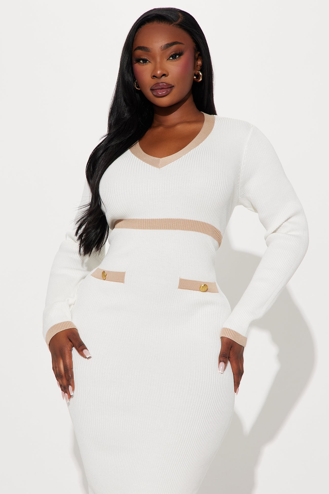 Mimi Sweater Midi Dress - White/combo