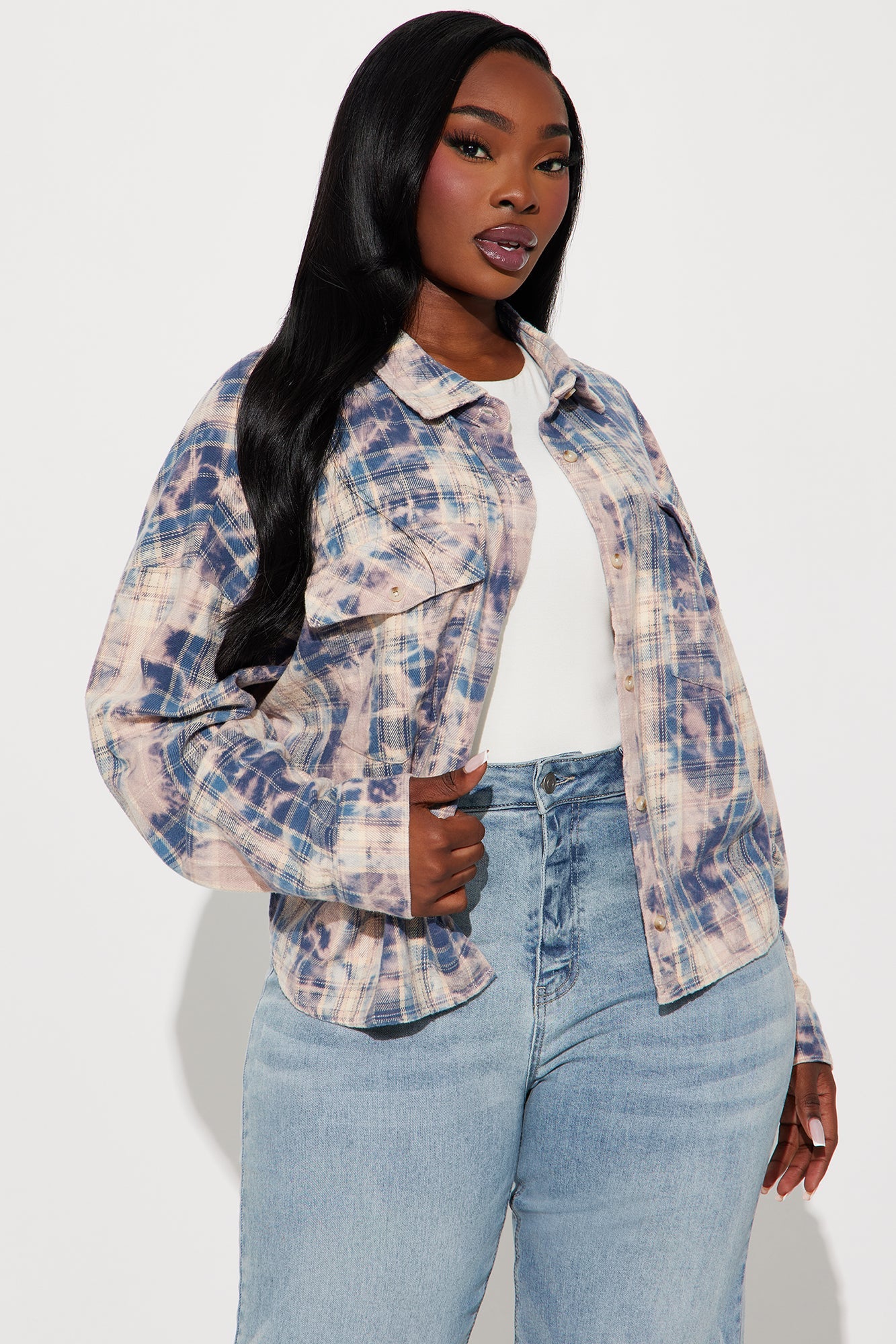 Street Queen Washed Plaid Shirt - Pink/combo