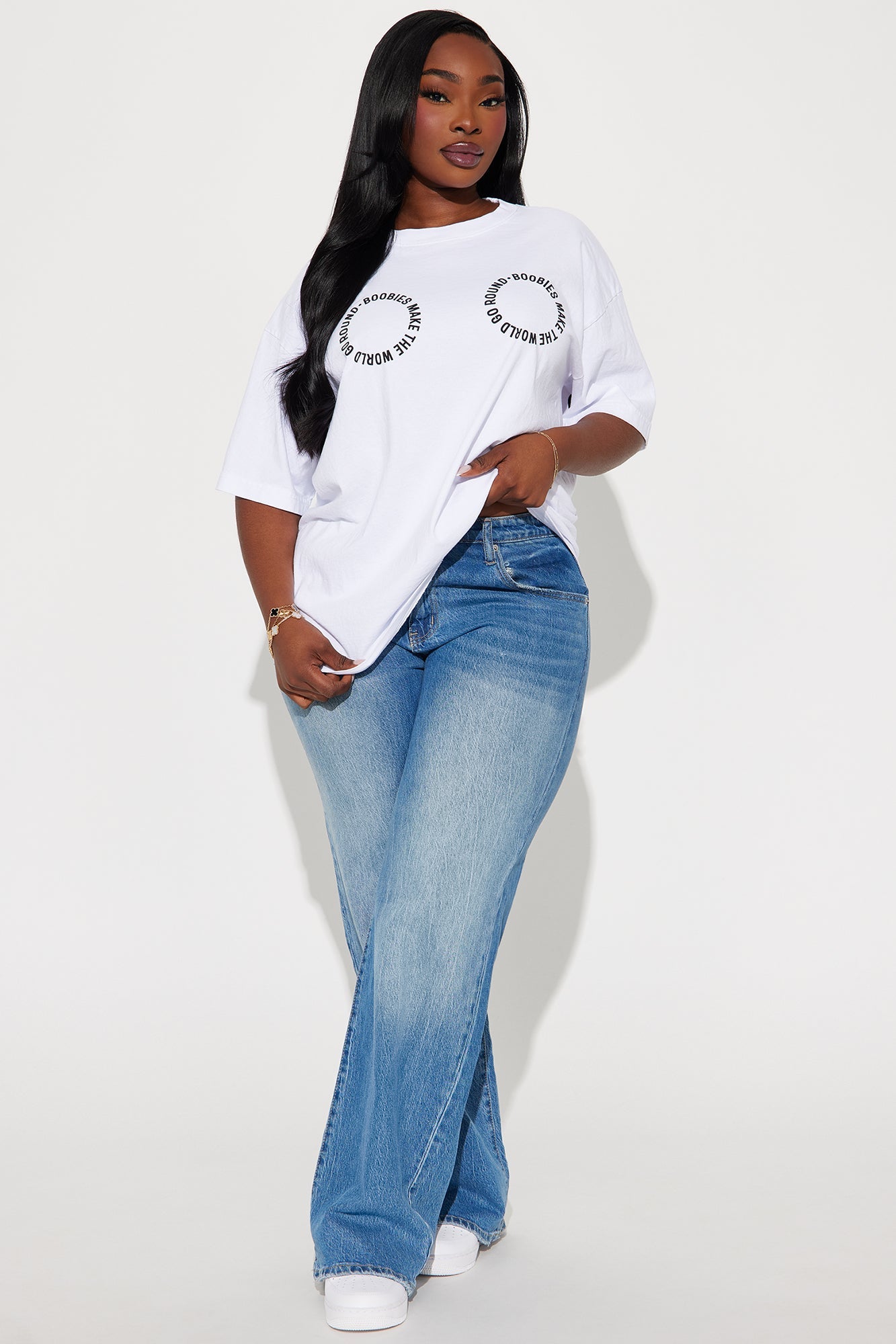 Boobies Make The World Go Round Tee - White