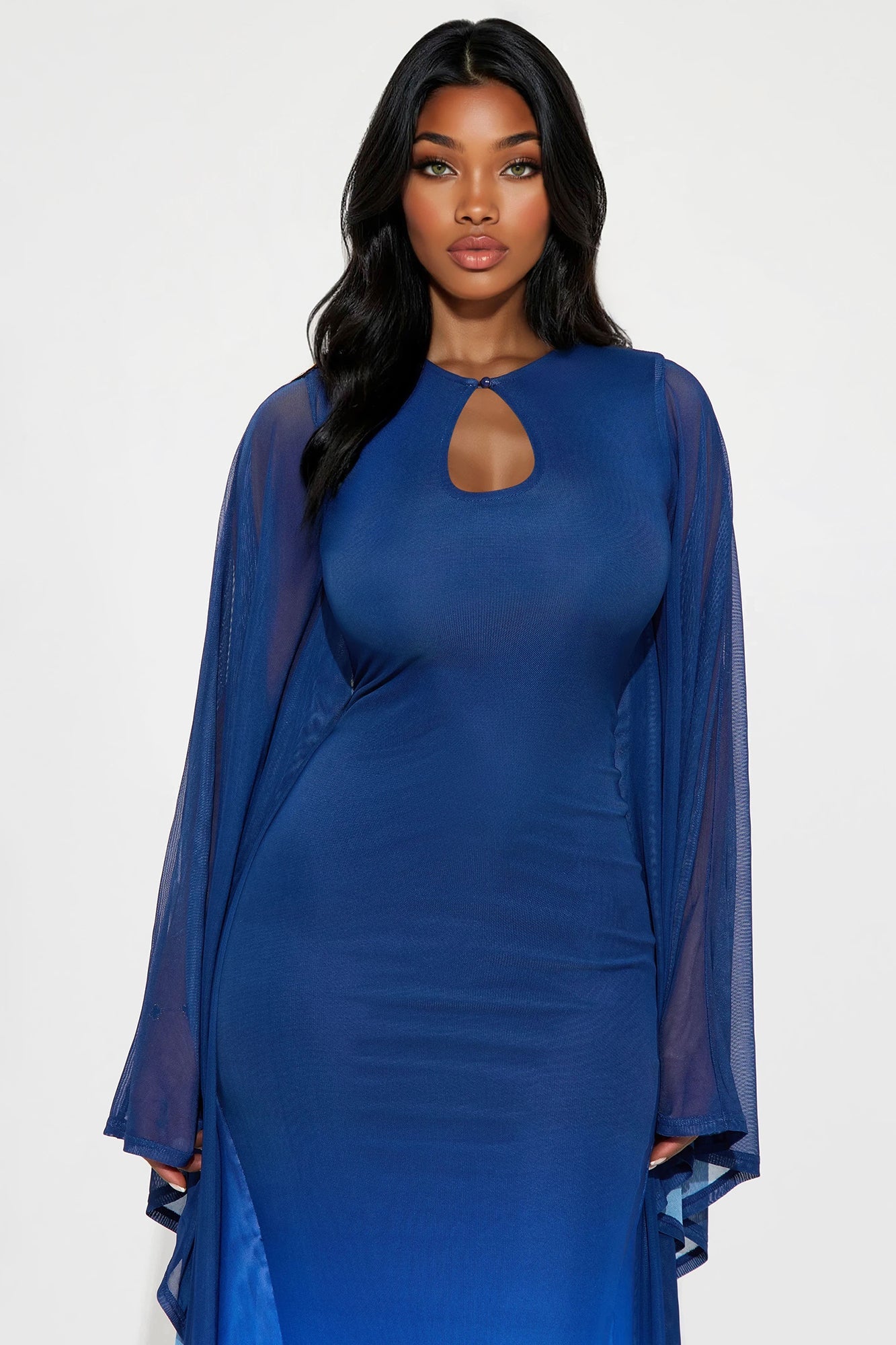 Poisoned Love Ombre Mesh Maxi Dress - Navy