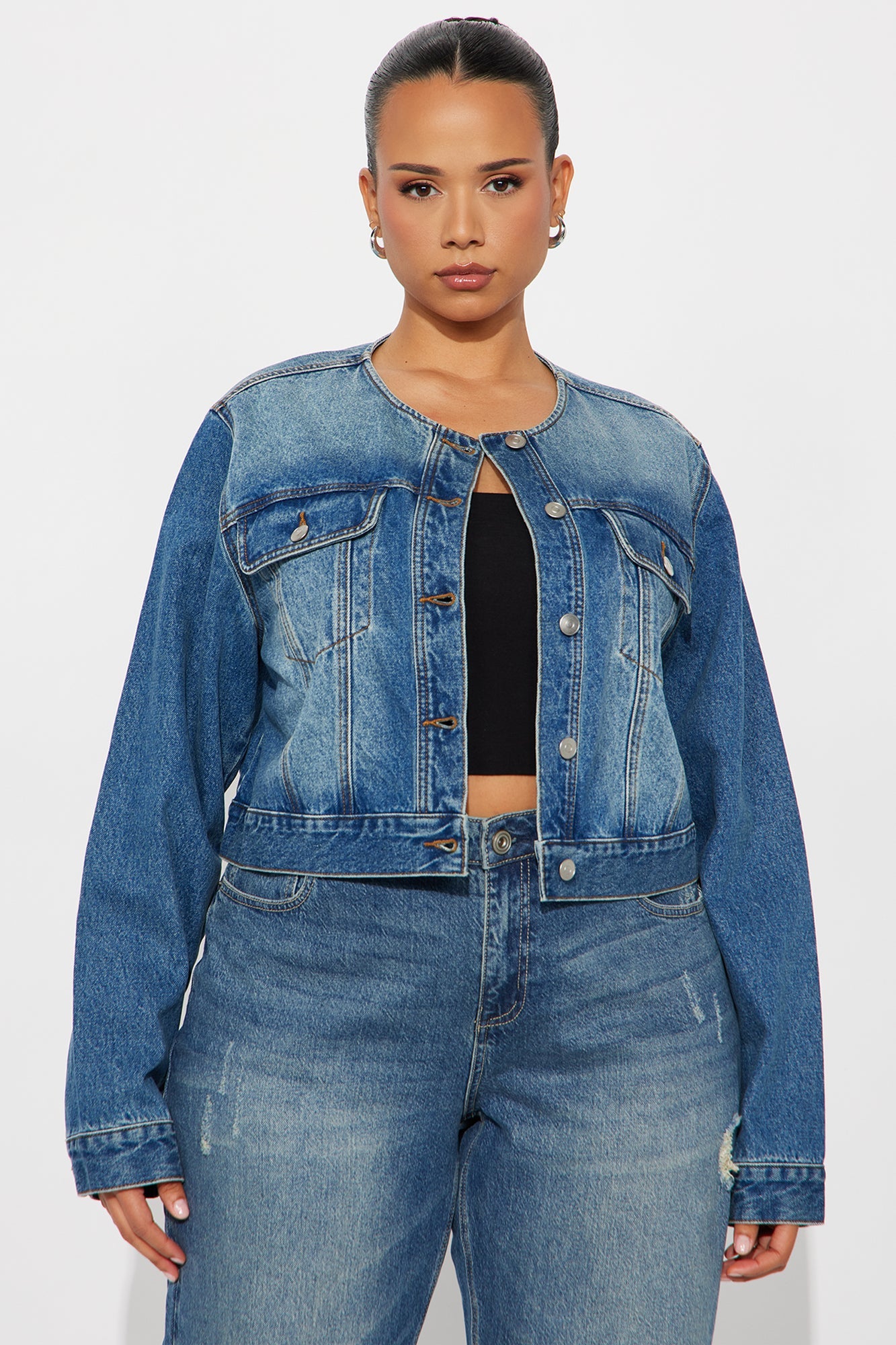 Flirty Denim Trucker Jacket - Medium Wash
