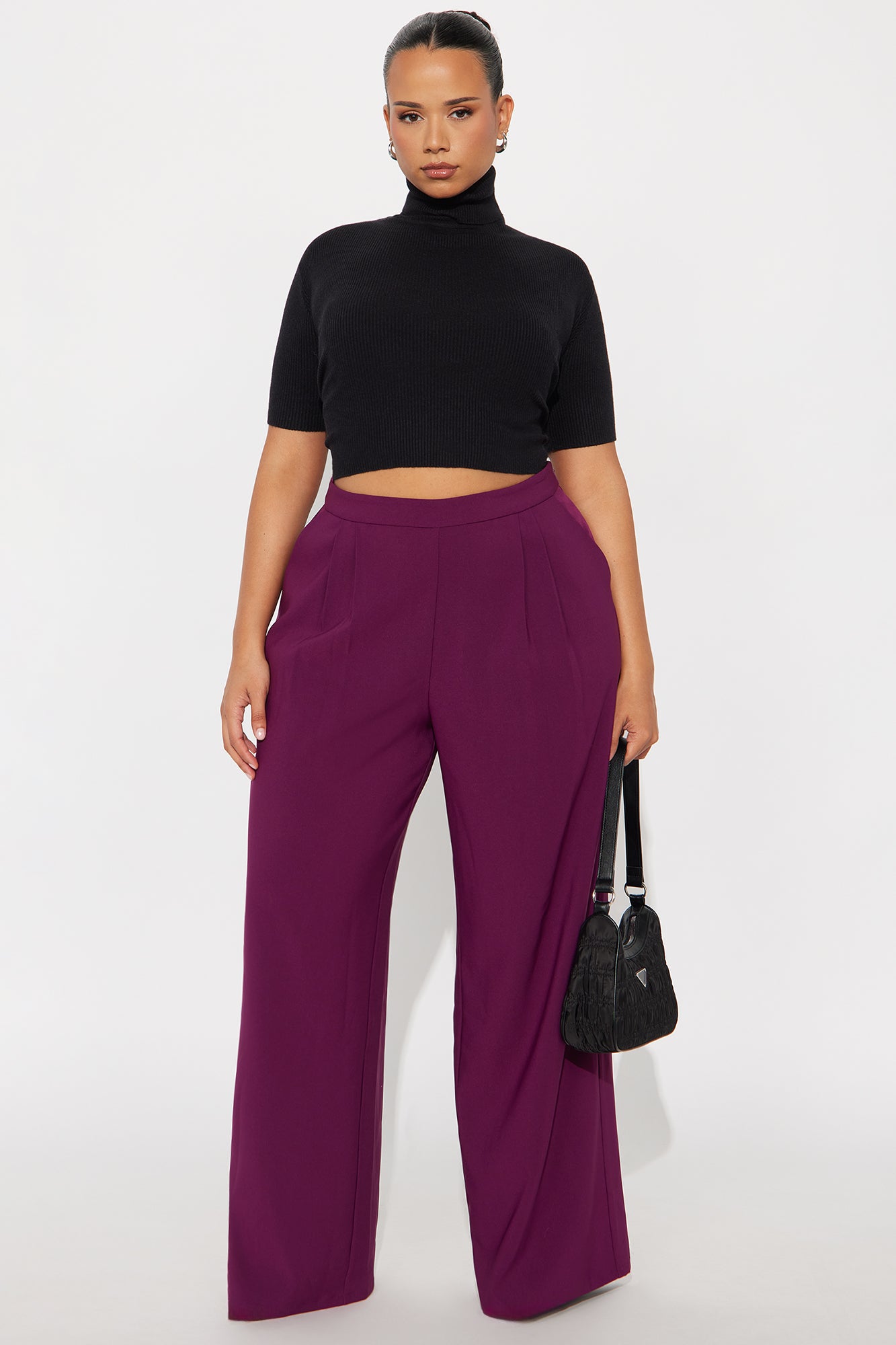 Mogul Mood Wide Leg Trouser Pant 32″ - Plum