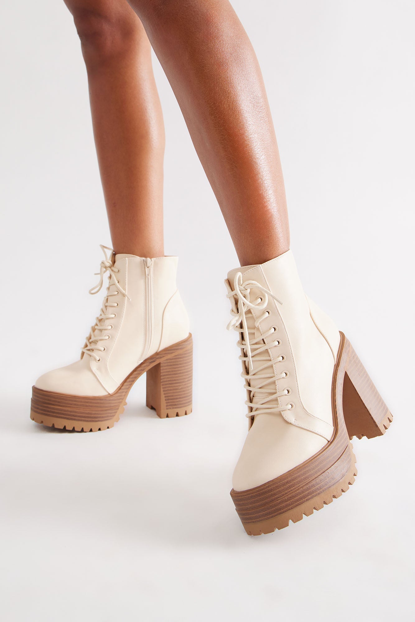 Everett Platform Booties - Cream