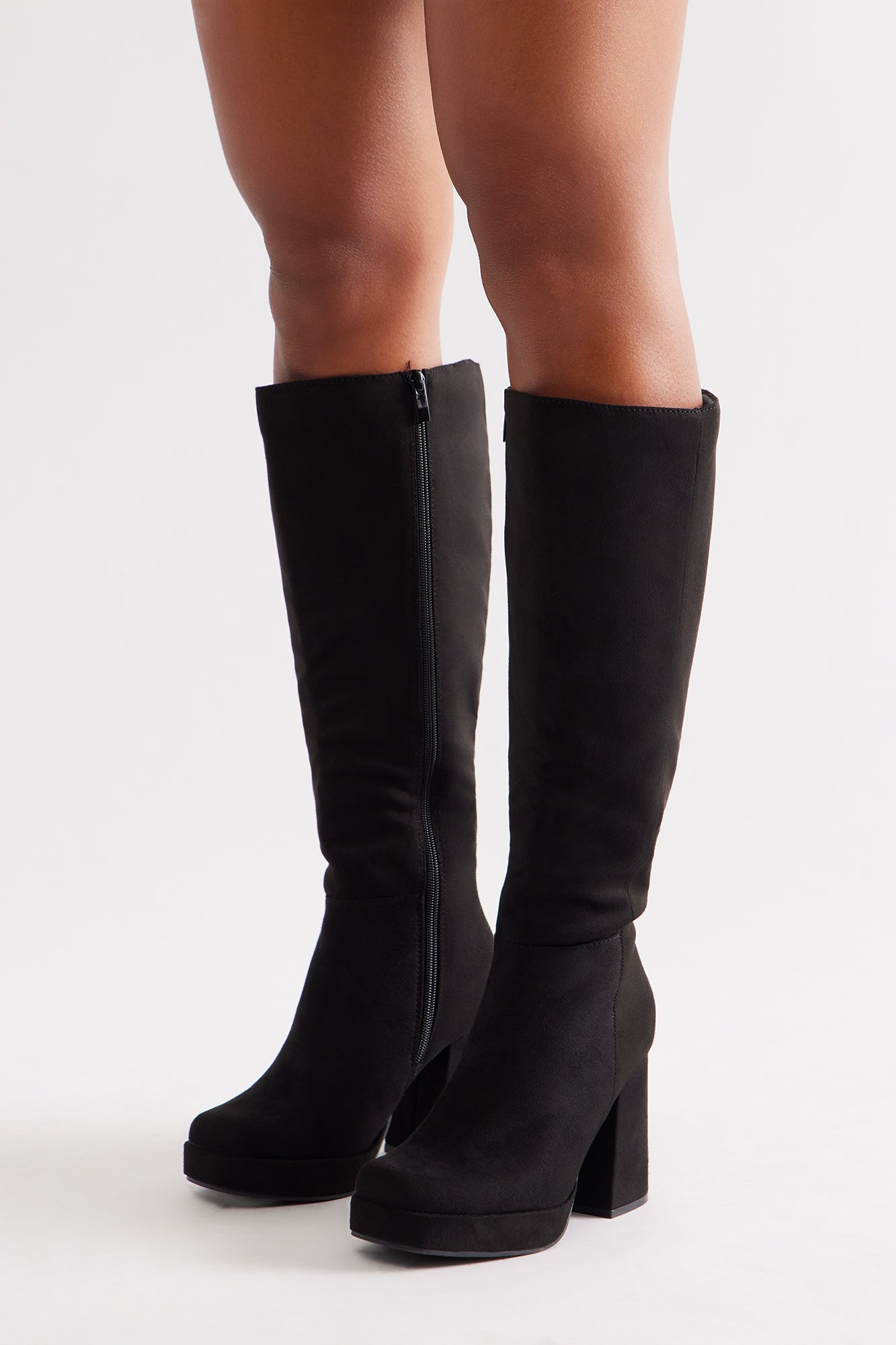 Fauna Faux Suede Boots - Black