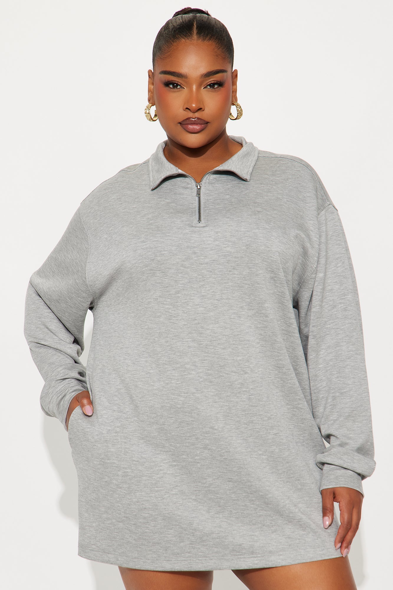 Flow With Me Sweater Mini Dress - Heather Grey