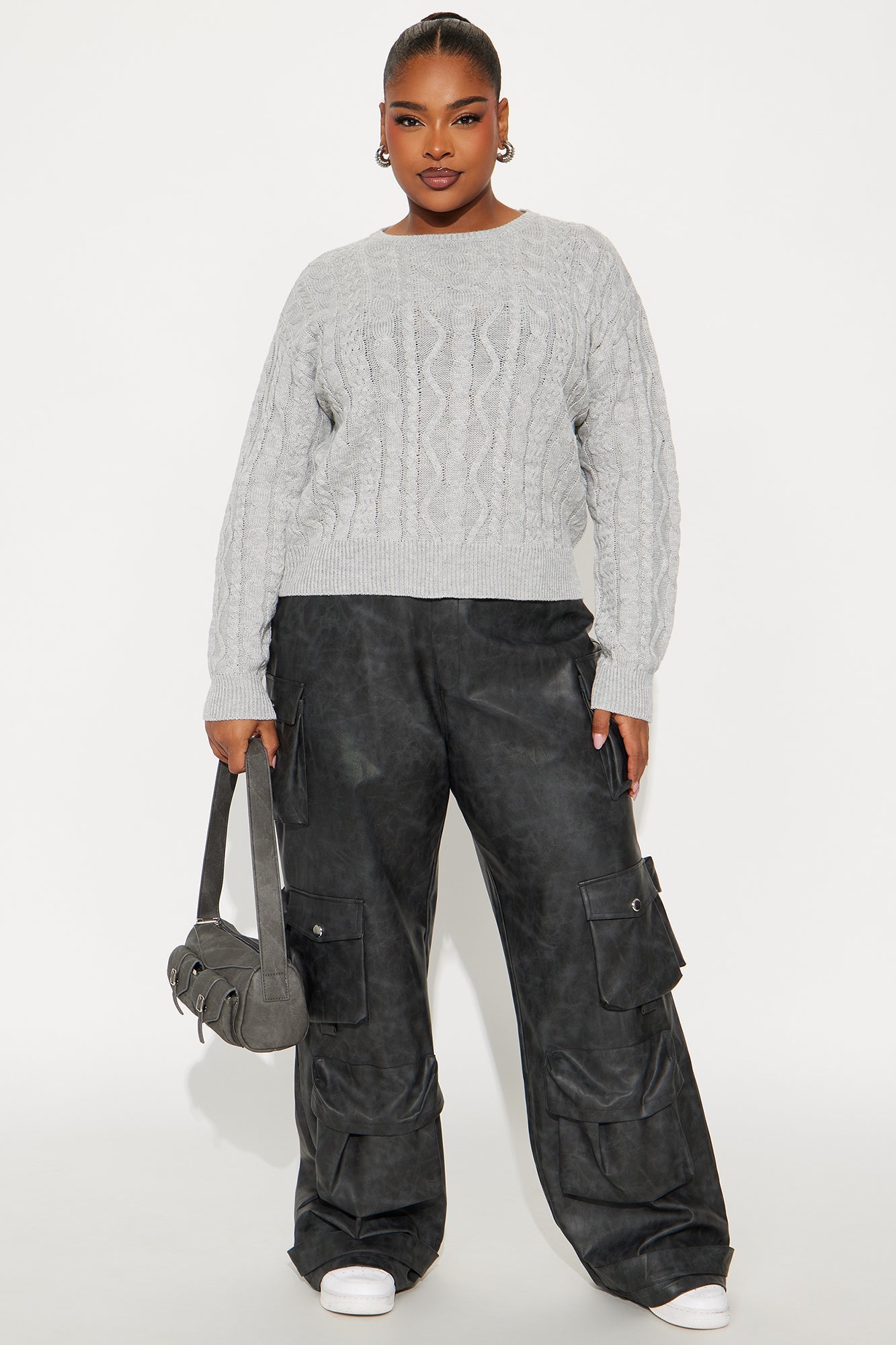 Avery Cable Knit Sweater - Grey