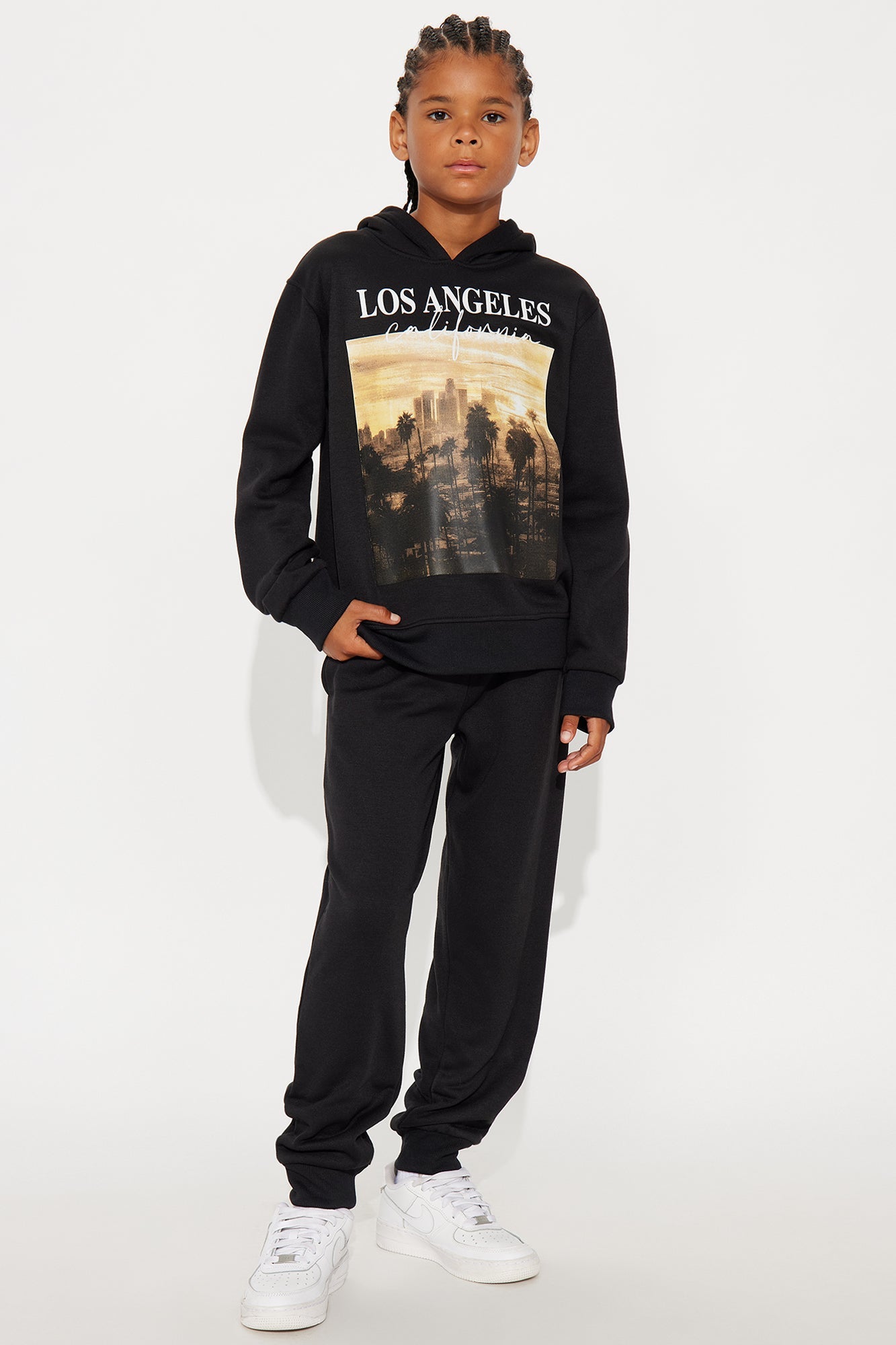 Mini No Place Like LA Hoodie And Jogger Pant Set - Black