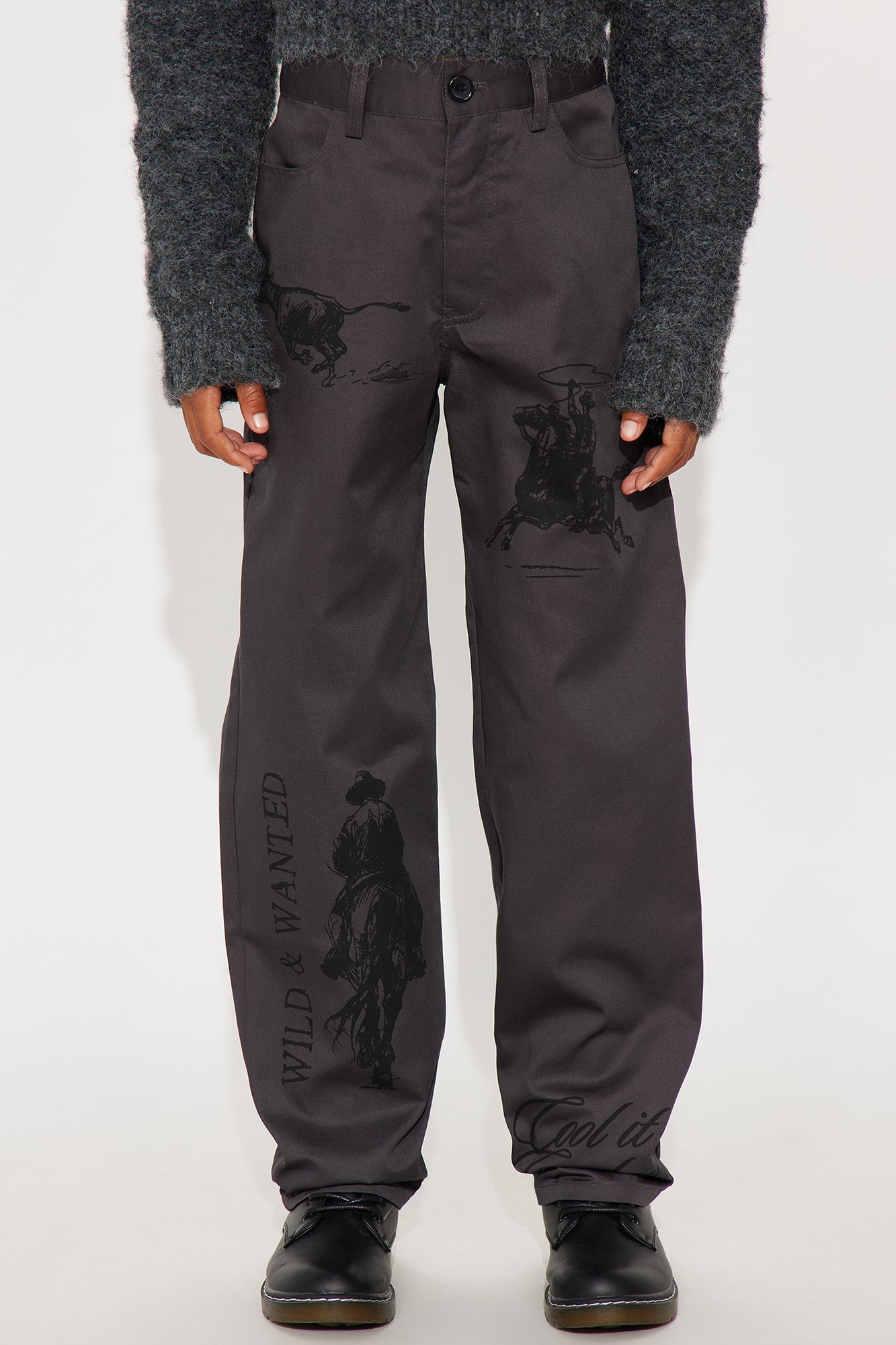 Mini Baggy Cool It Cowboy Pants - Grey