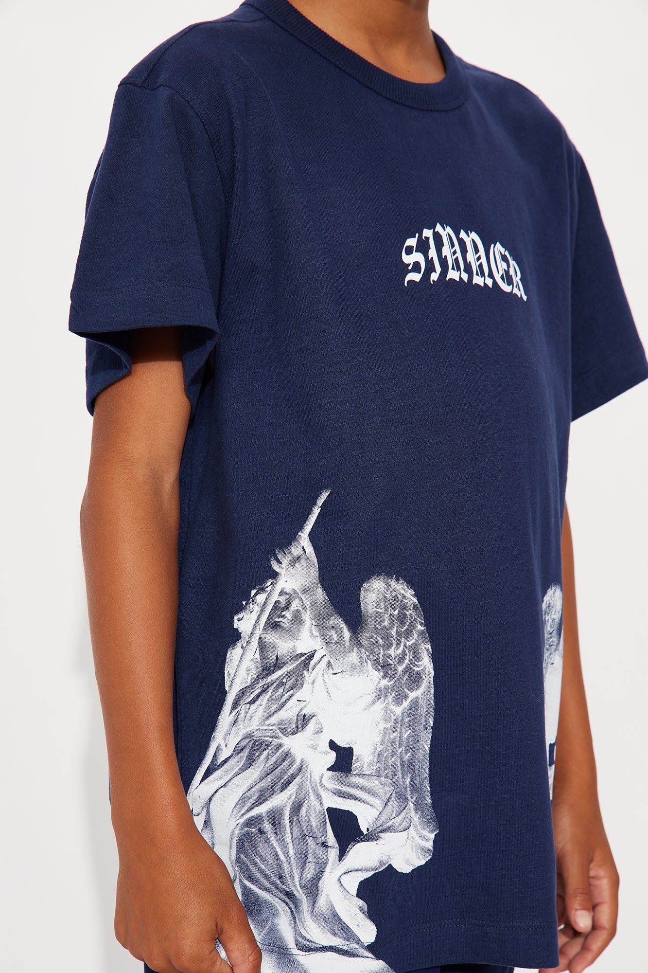 Mini Sinner Front Back Tee - Navy