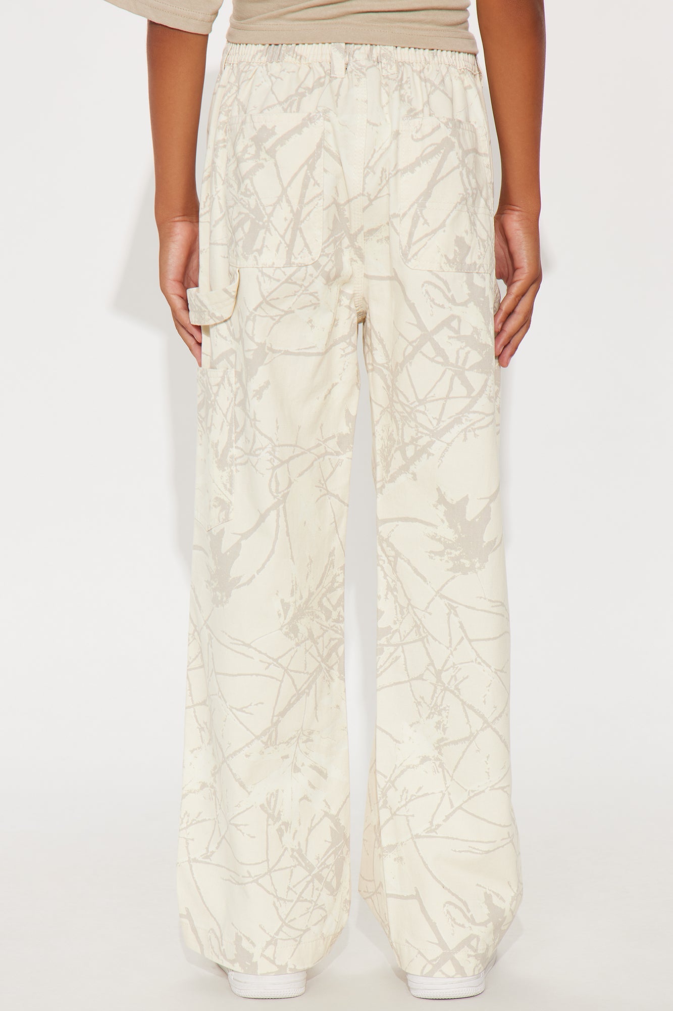 Mini Straight Woodland Mirage Carpenter Pants - Cream