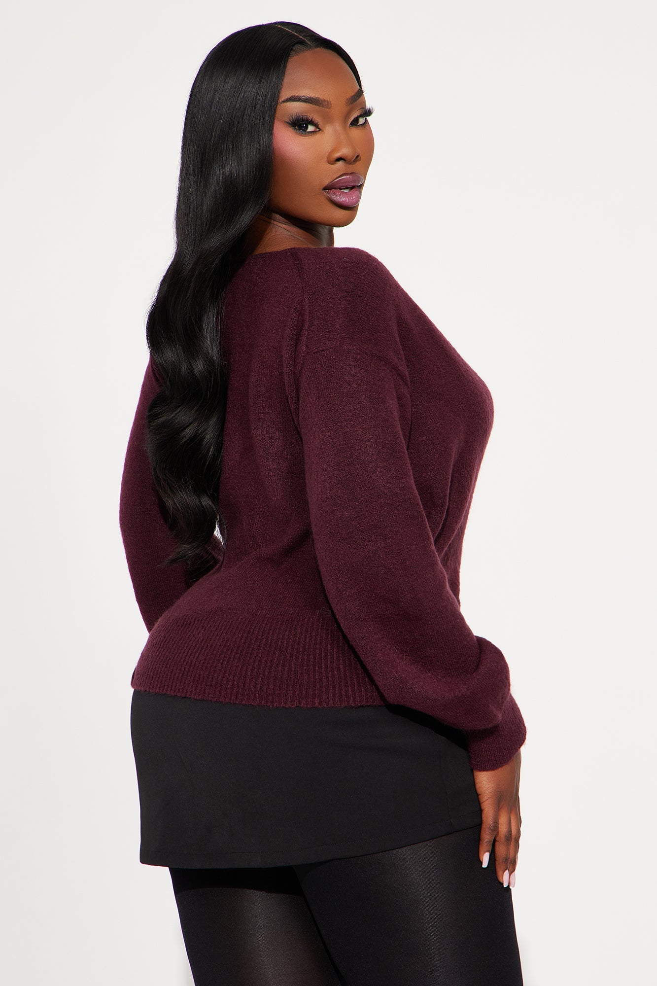 Sweet Like Candy Surplice Sweater - Wine