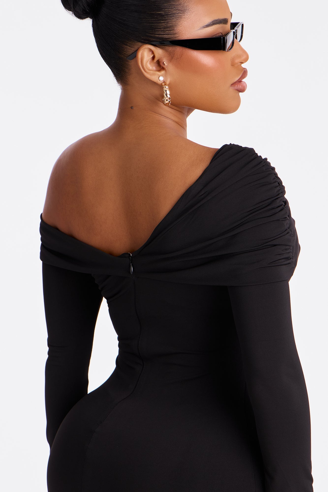 Dasha Draped Midi Dress - Black
