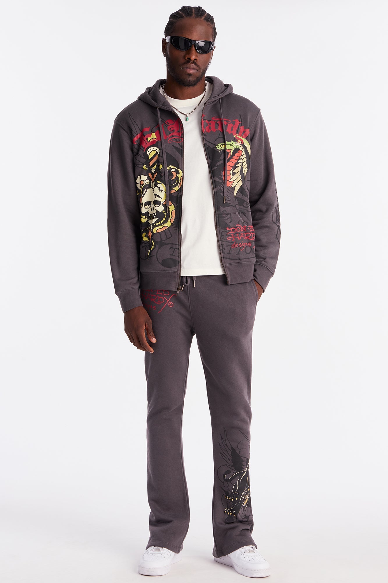 Ed Hardy Skull Panther Sweatpant - Charcoal