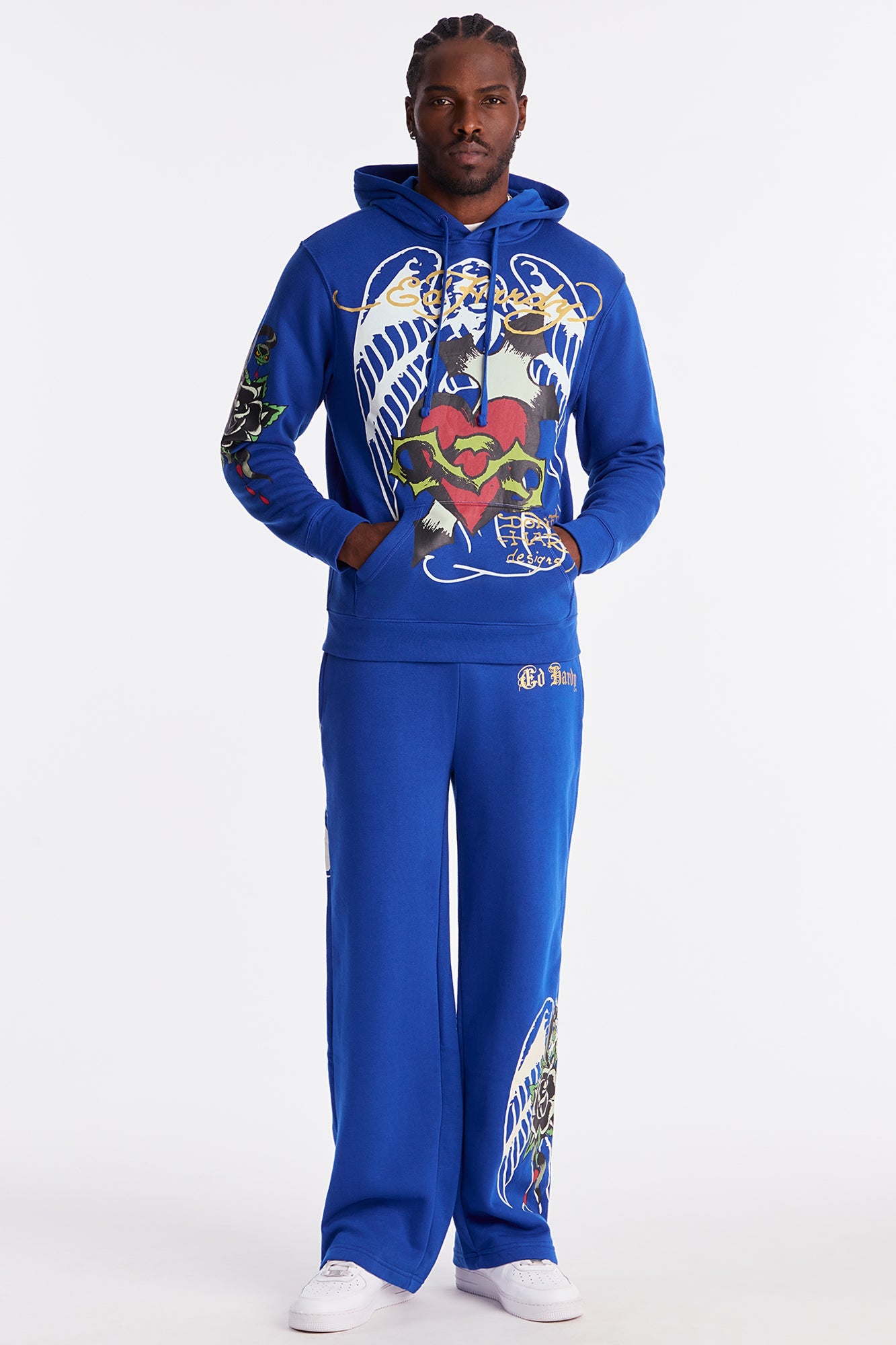 Ed Hardy Sacred Hearts Hoodie - CobaltBlue