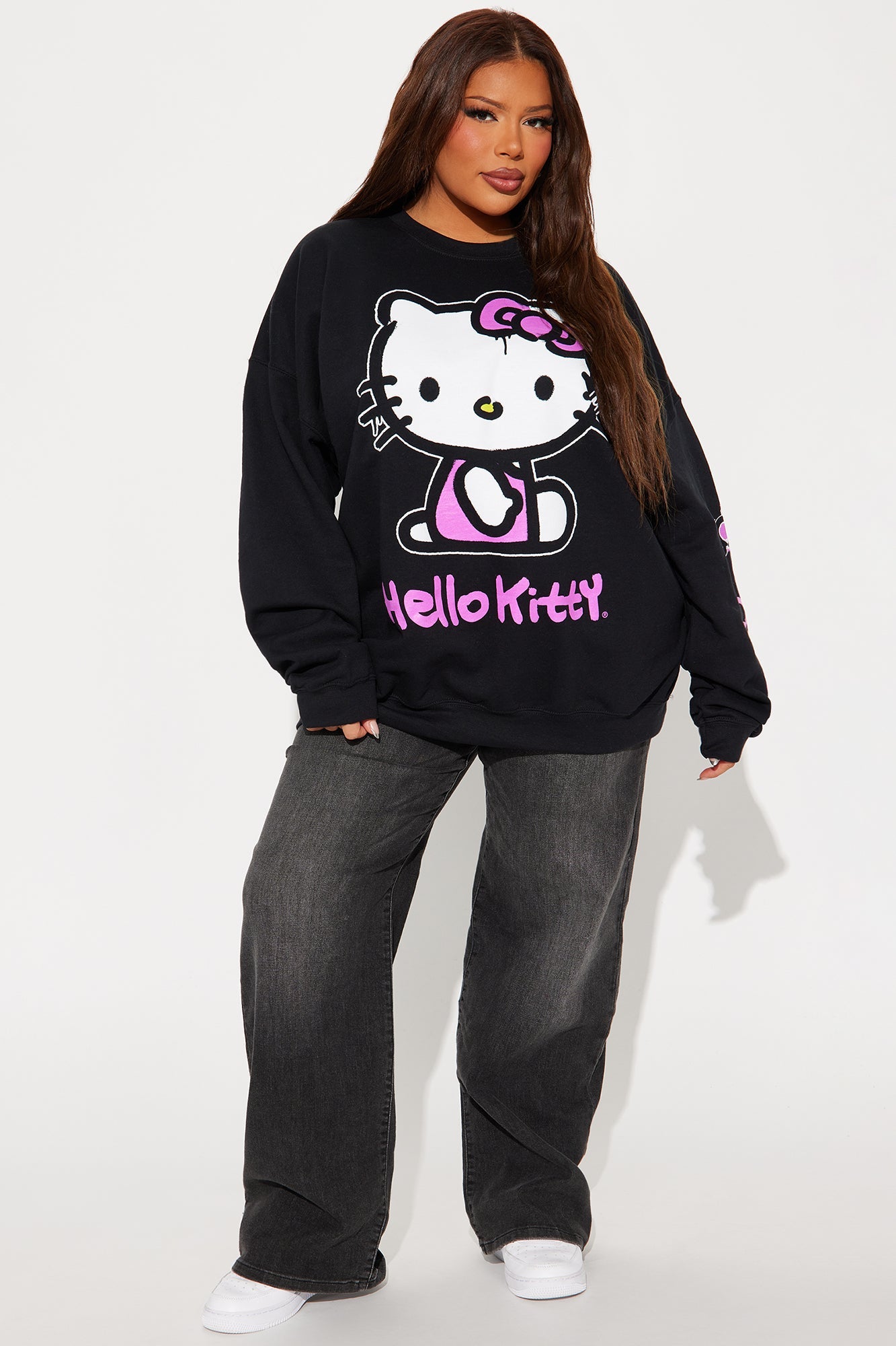 Hello Kitty Bow Crew Neck Sweatshirt - Black